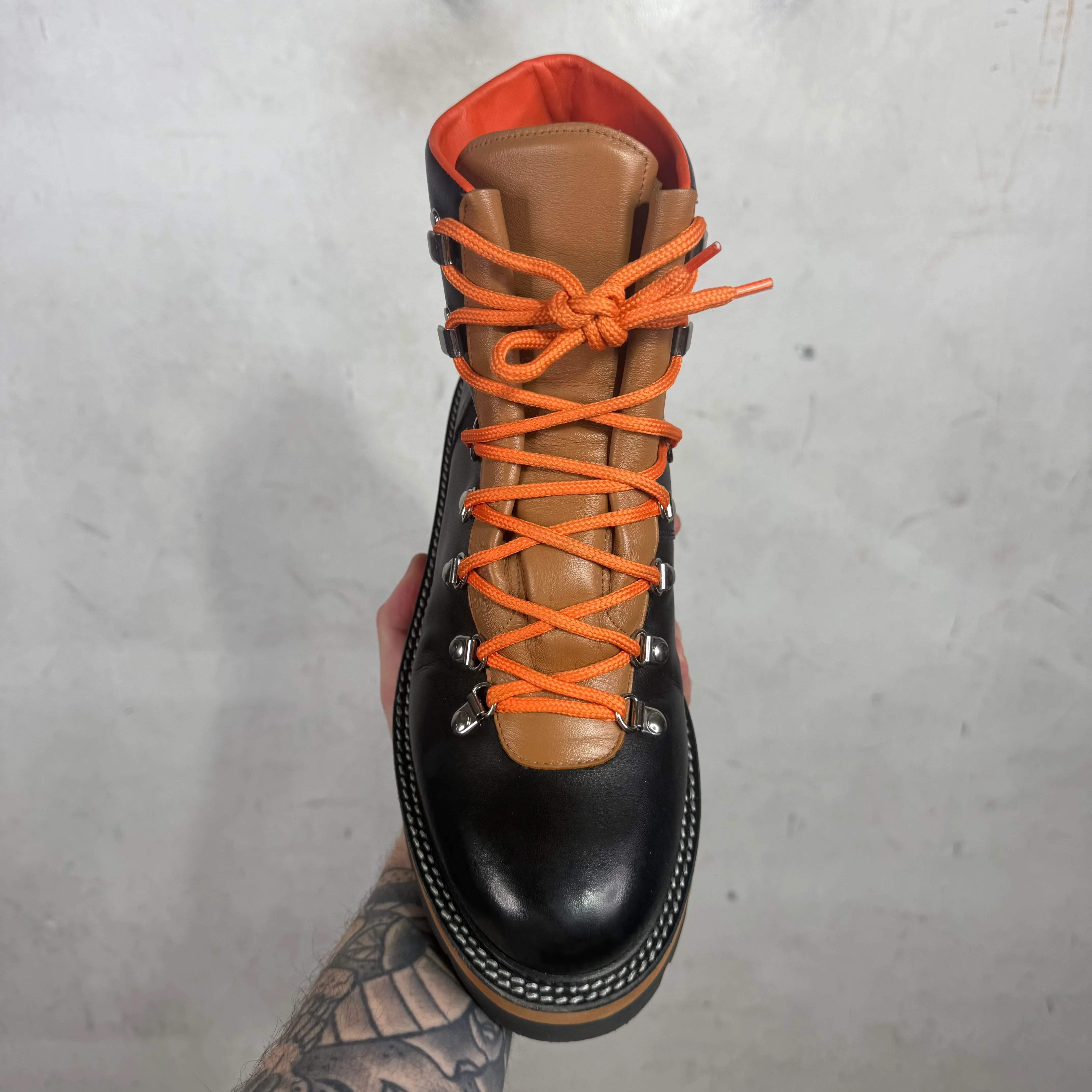 Hermes Leather Orange Trimmed Hiking Boots - Image 3