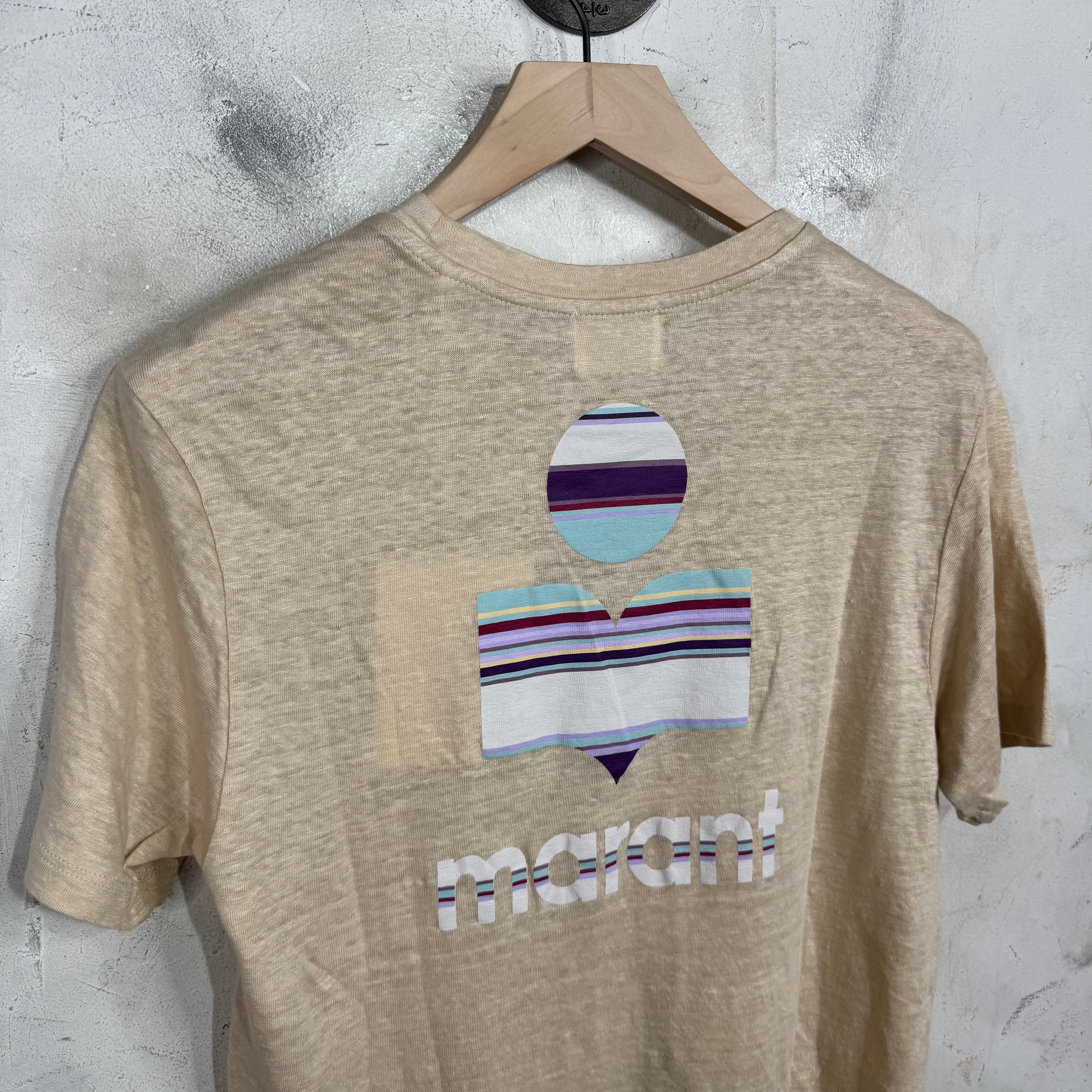 Isabel Marant Beige Logo T-Shirt - Image 8