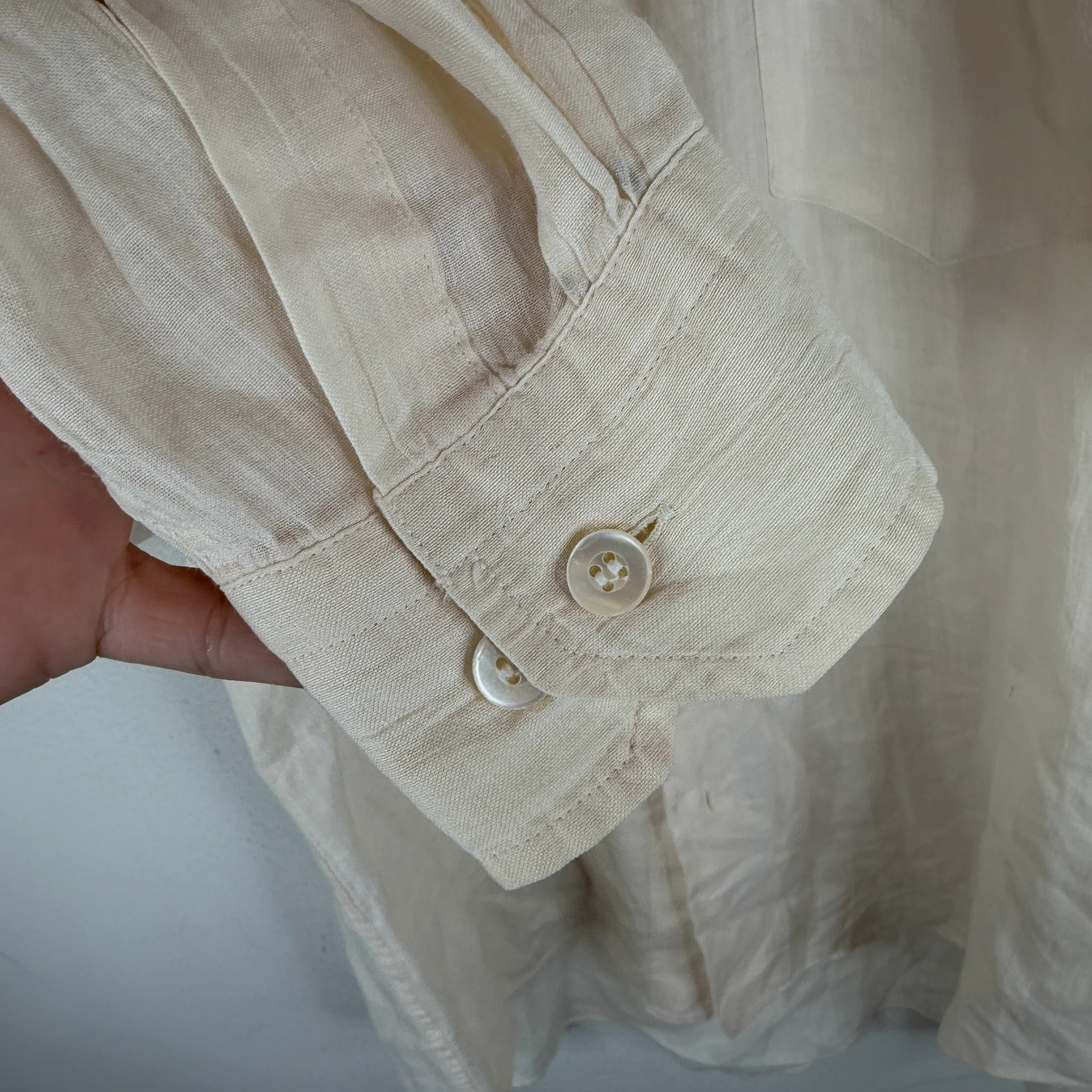 Issey Miyake Men Cream Button Up LS Shirt - Image 8