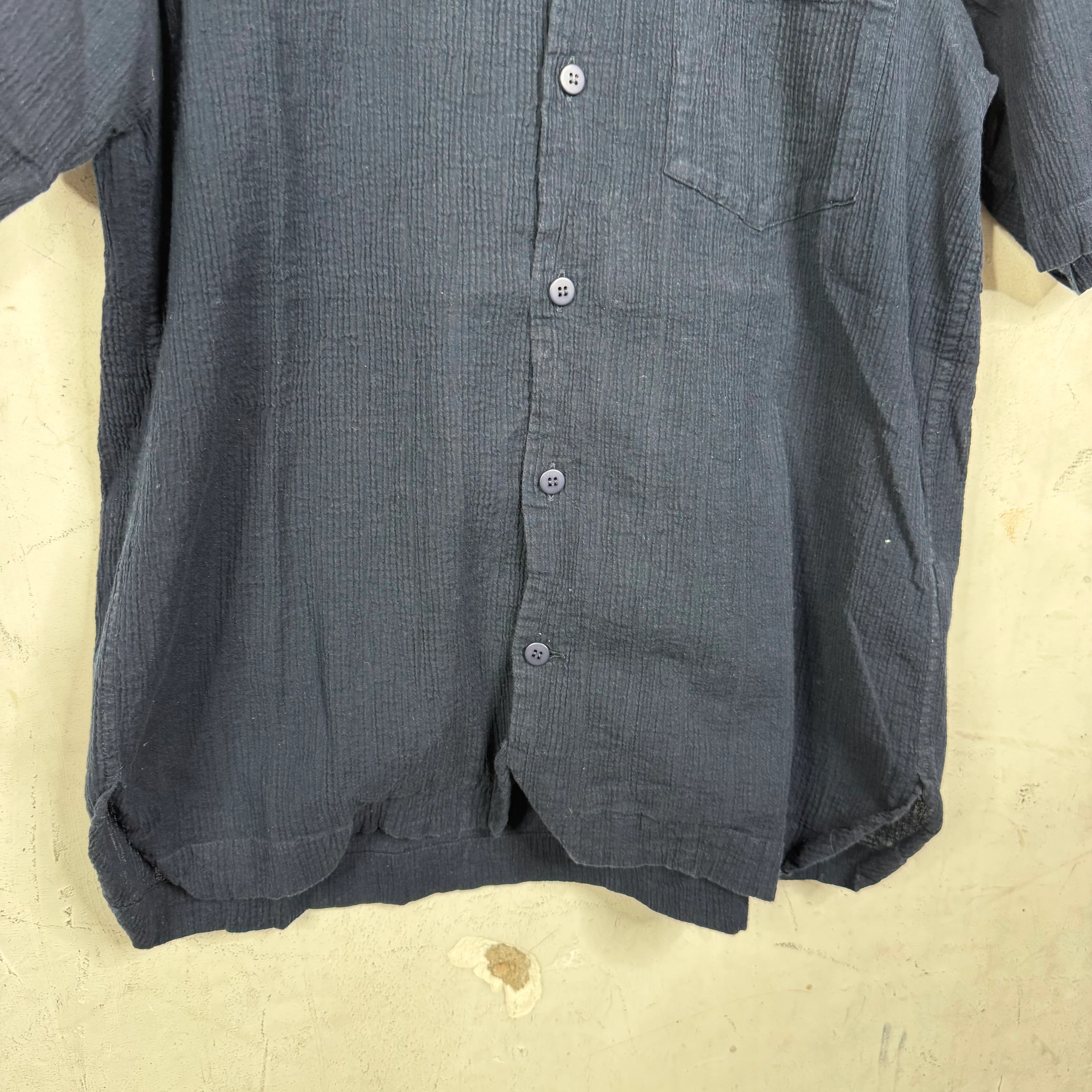 Issey Miyake Ribbed S/S Navy Shirt - Image 6
