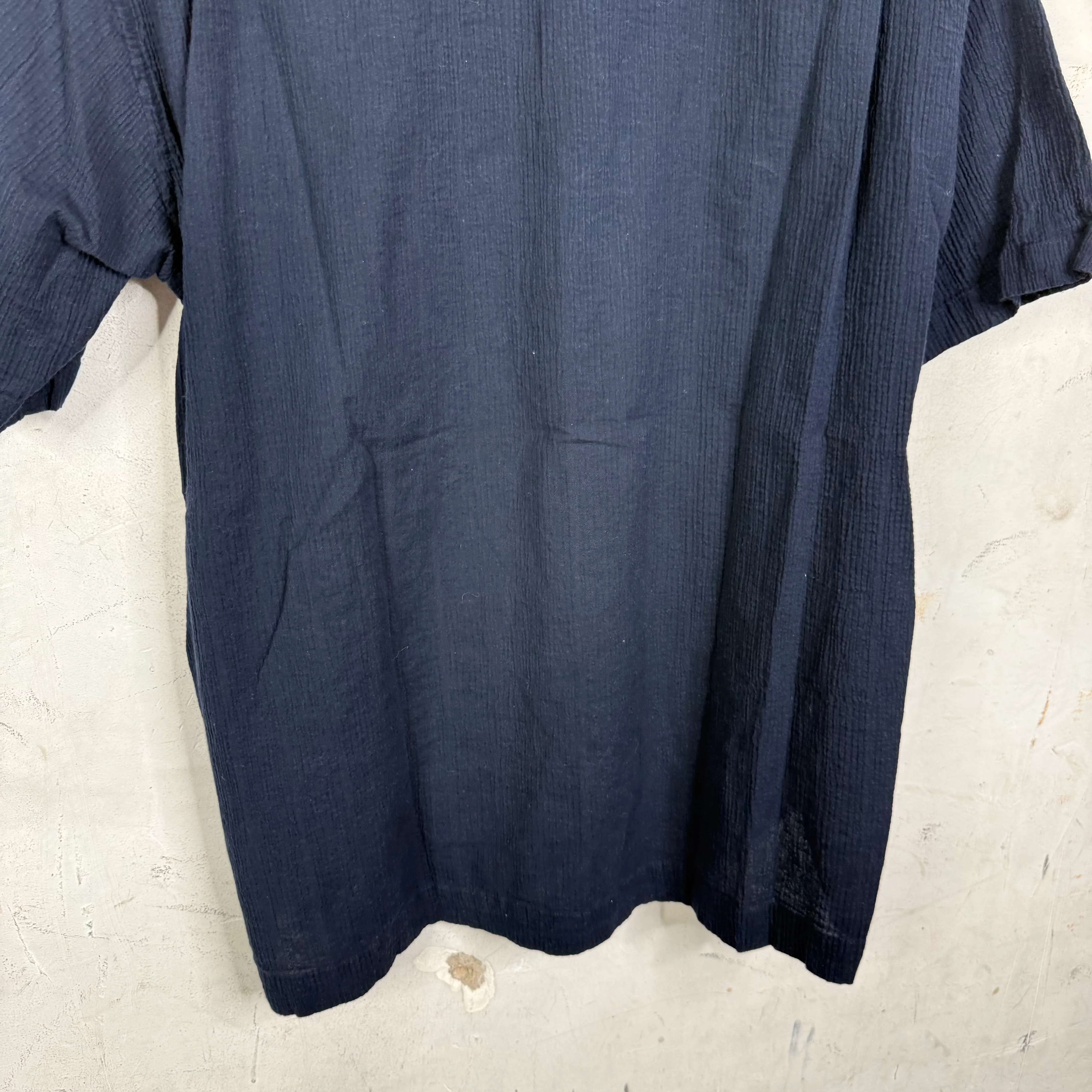 Issey Miyake Ribbed S/S Navy Shirt - Image 8