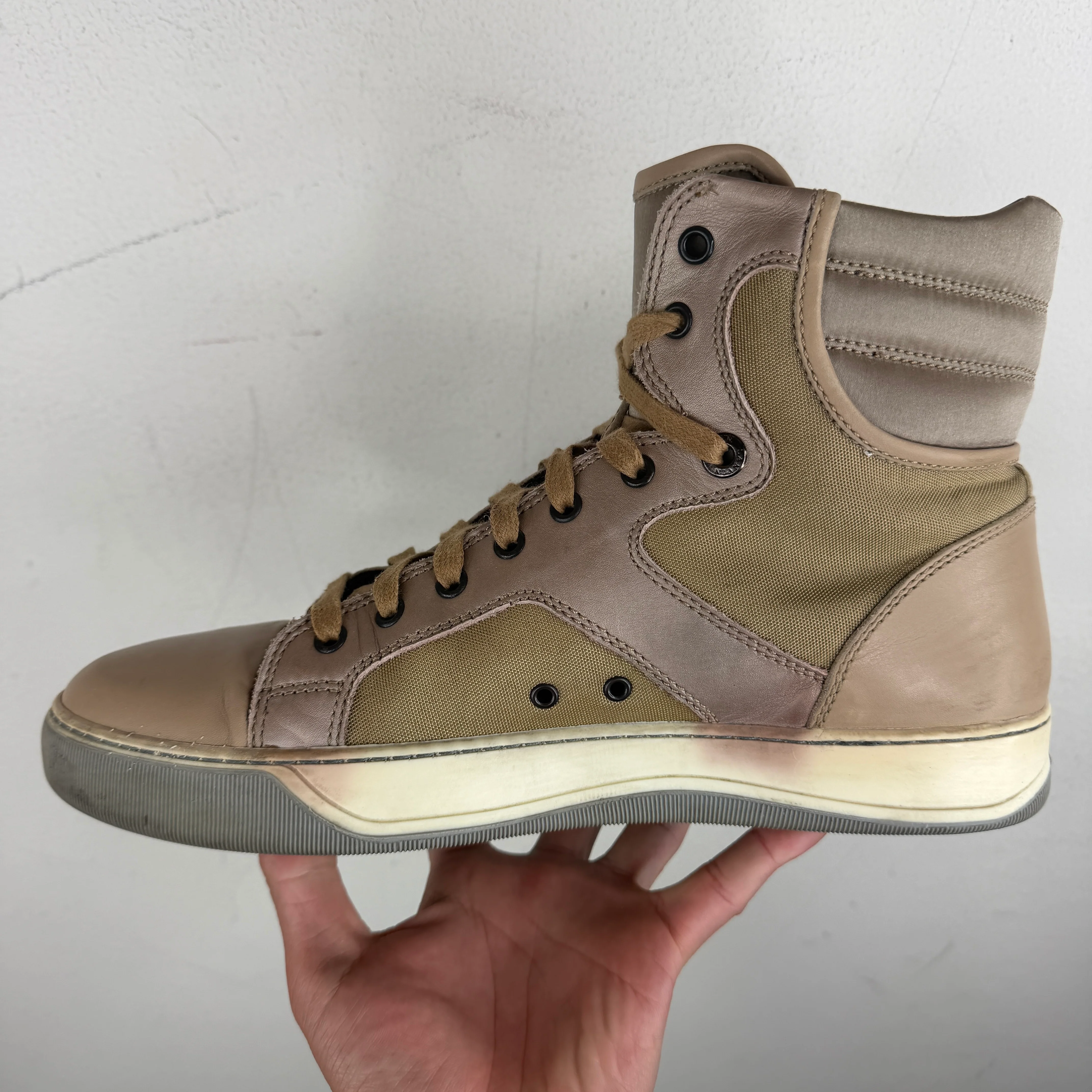 Lanvin Leather Canvas High Top Sneaker - Image 4
