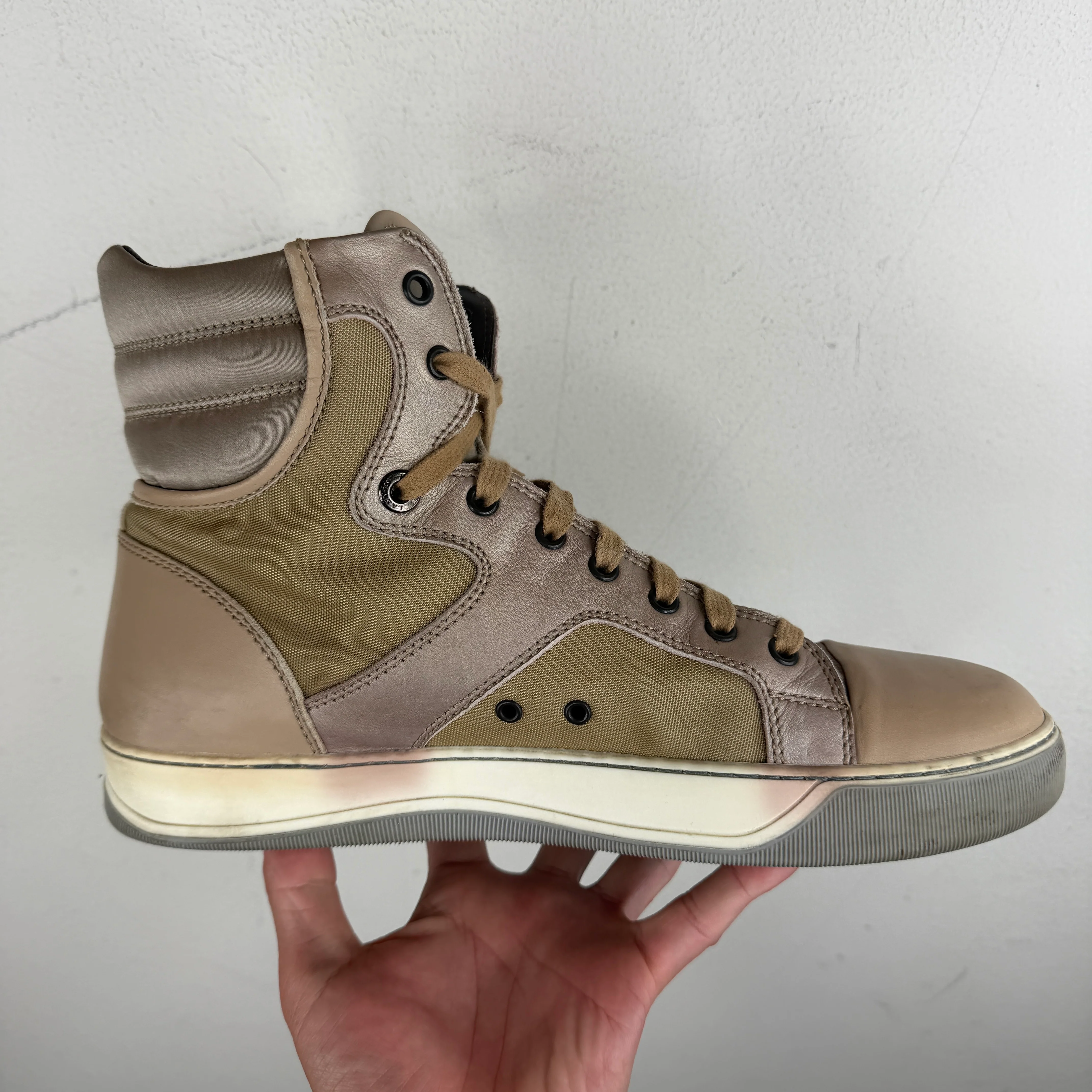 Lanvin Leather Canvas High Top Sneaker - Image 9