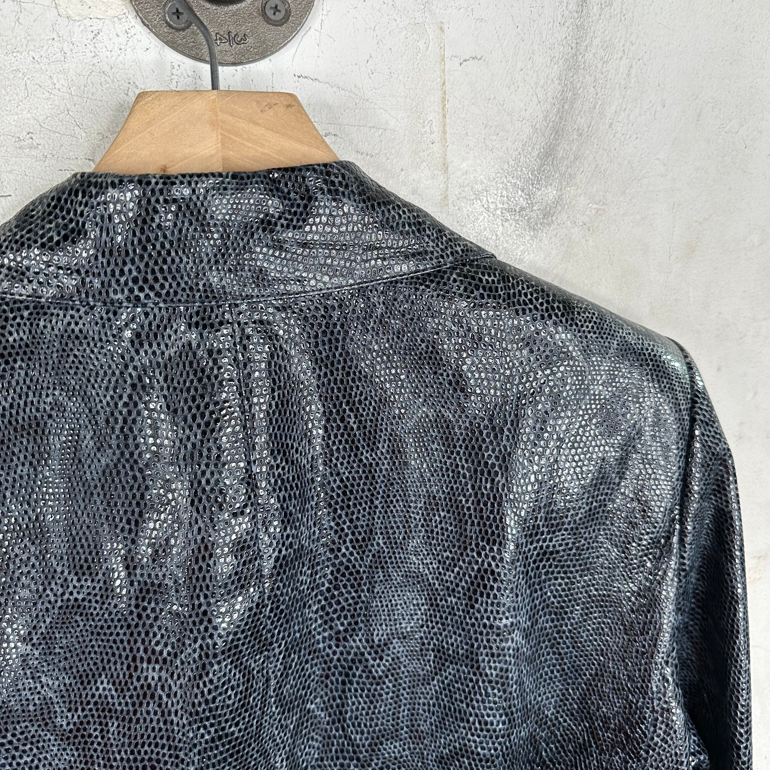 Linda Allard Pebbled Leather Patent Blazer - Image 7