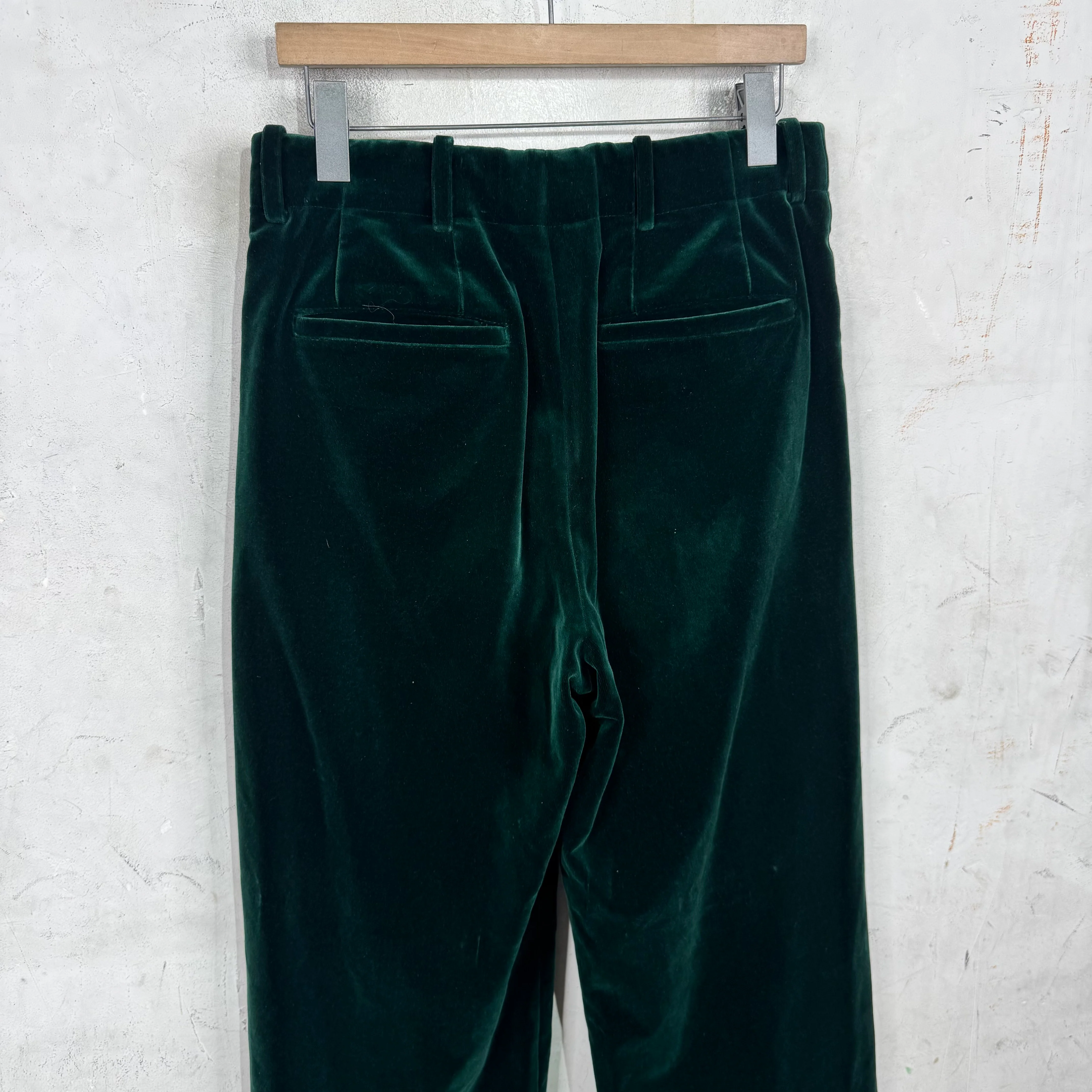 Louis Vuitton Green Velvet Pleated Baggy Trousers - Image 12