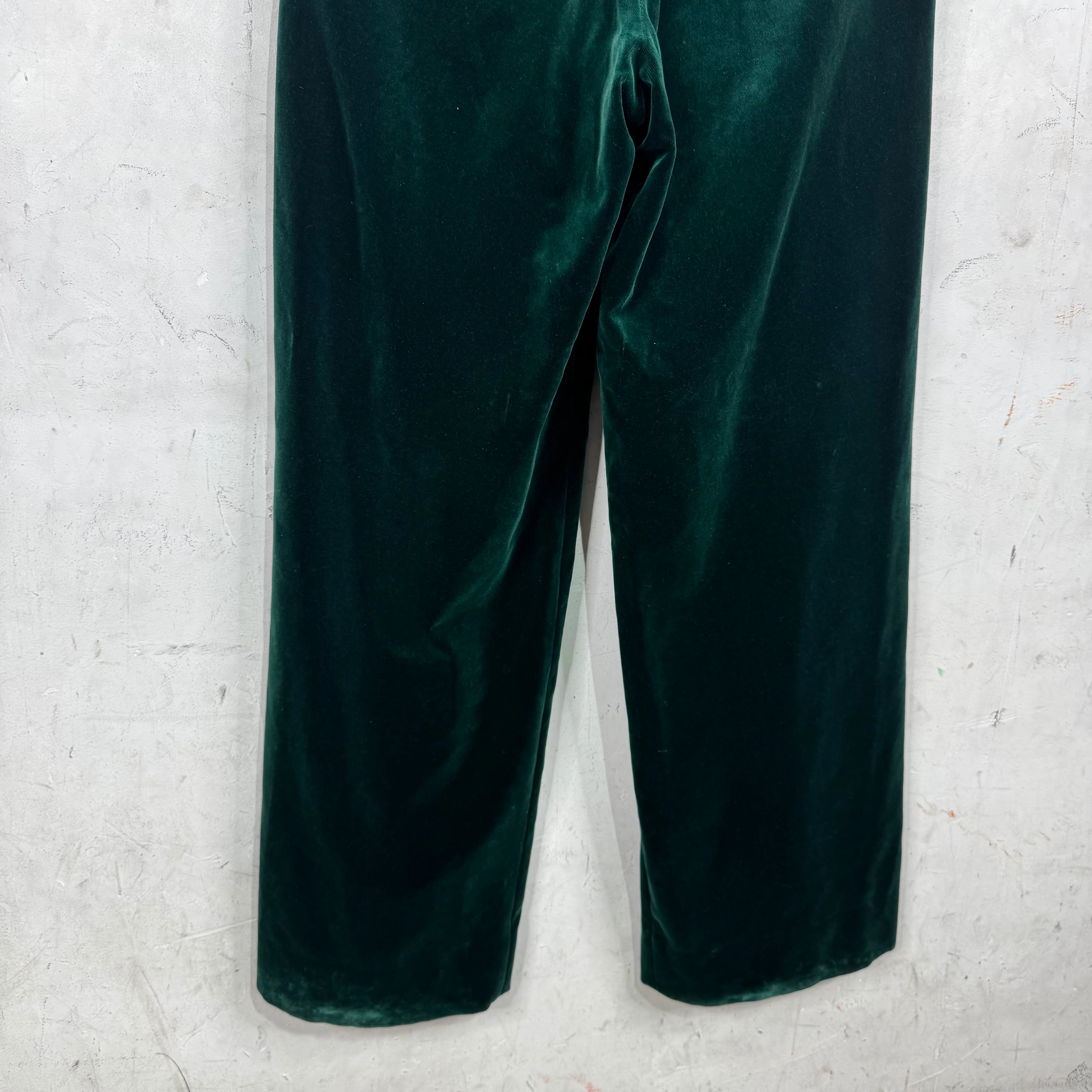 Louis Vuitton Green Velvet Pleated Baggy Trousers - Image 13