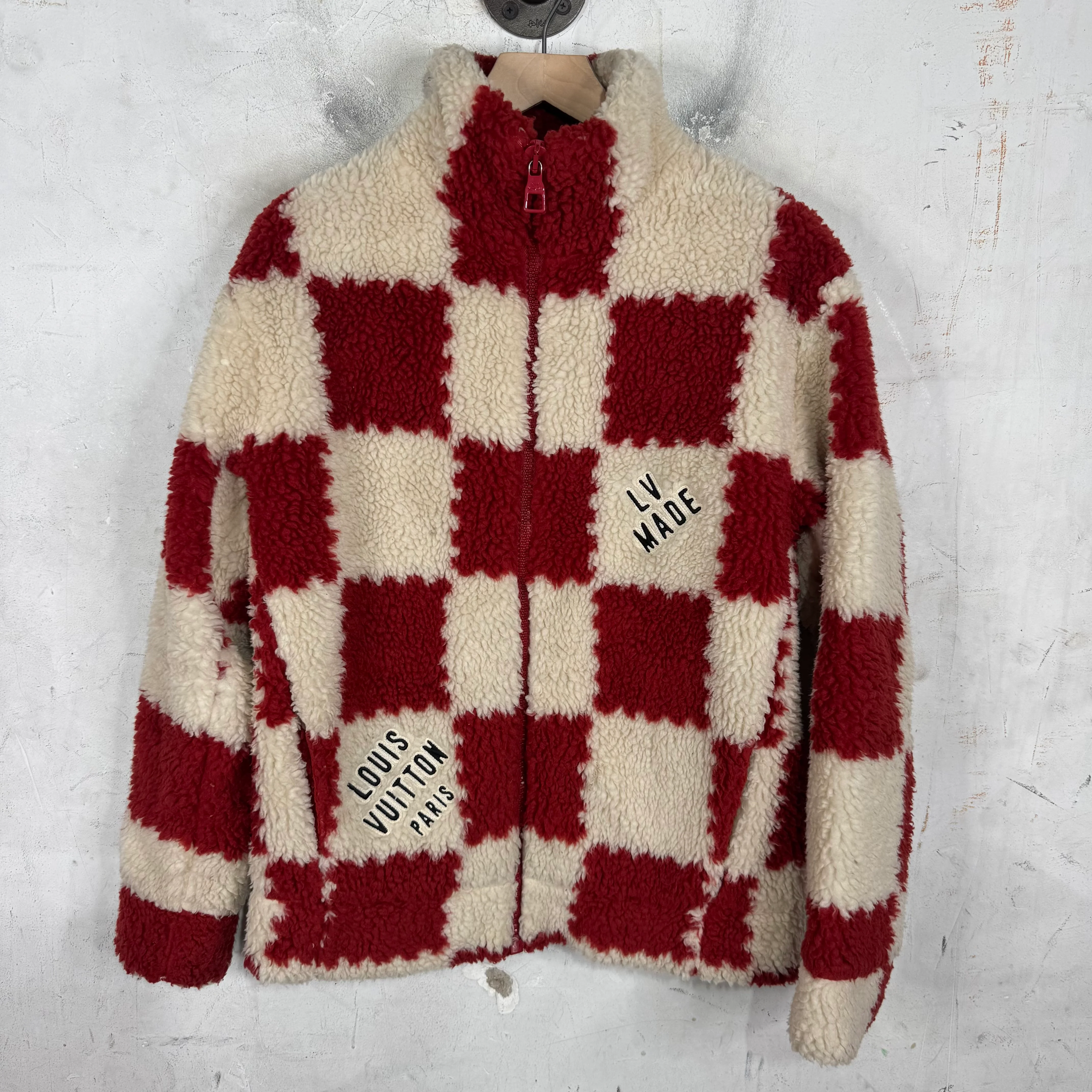 Louis Vuitton x Nigo Red Damier Fleece Jacket