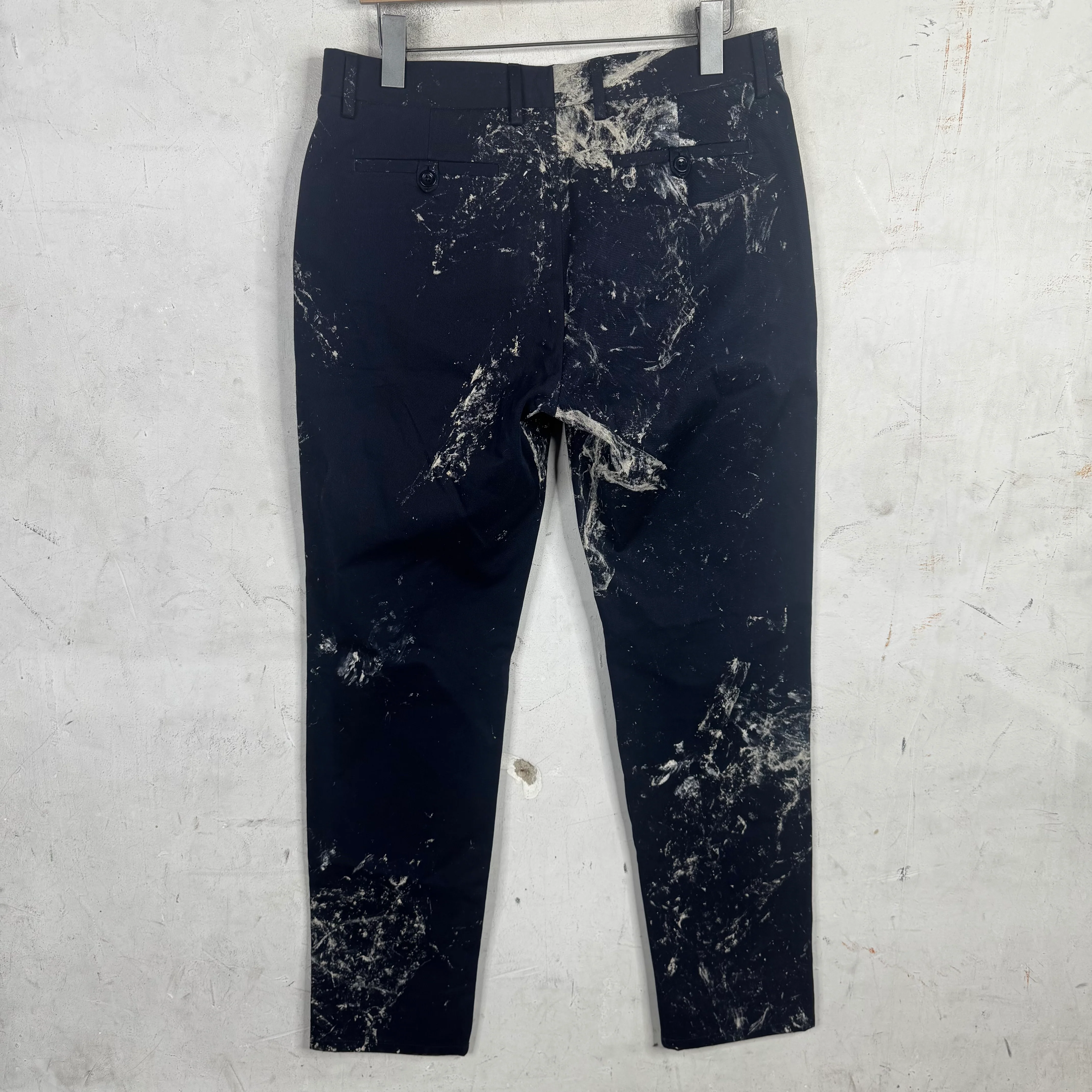 Maison Margiela Mudded Navy Trousers - Image 2