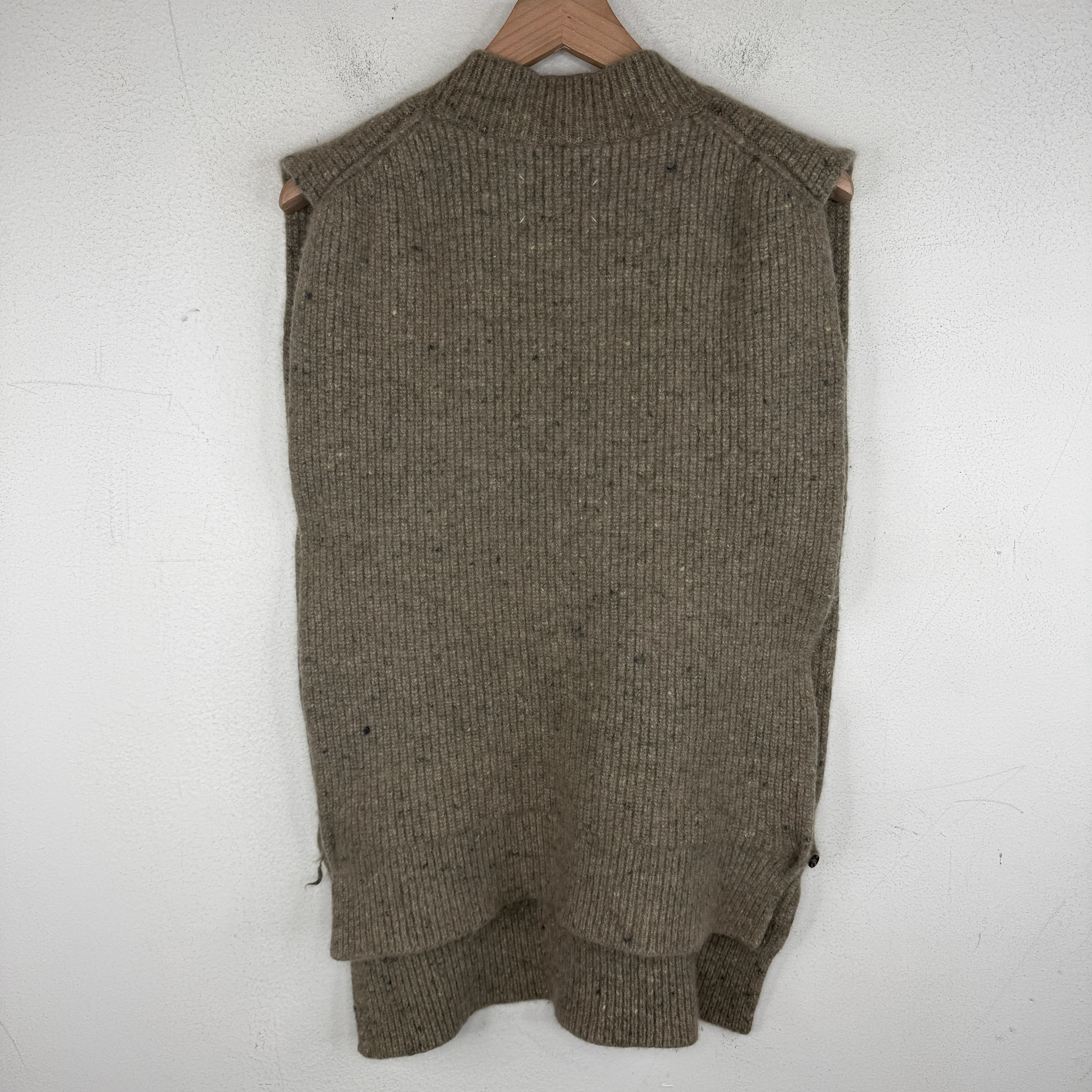 Margiela Brown Wool Cashmere Blend Open Side Cowl Vest - Image 2