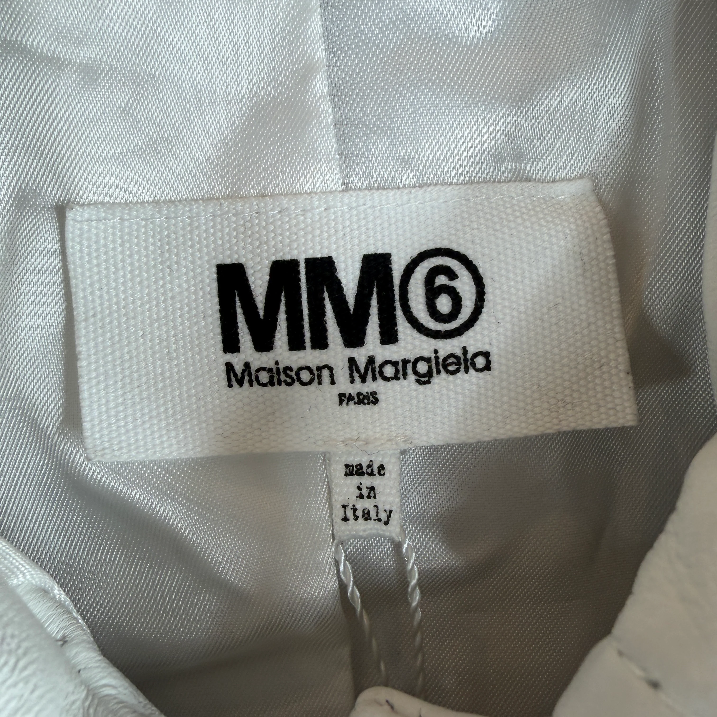 Margiela MM6 White Leather Fringed Button Up Jacket - Image 3