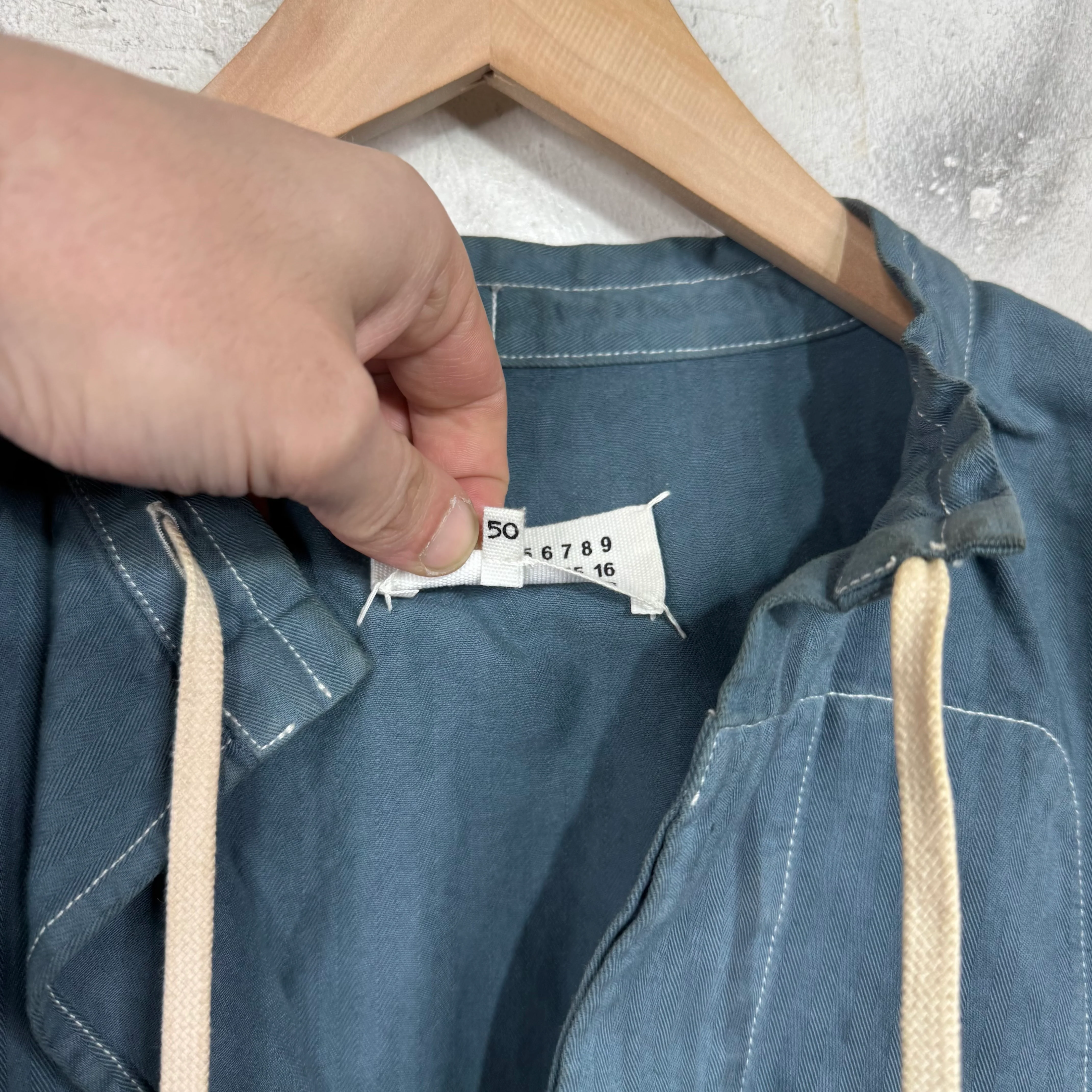 Margiela Oversized Laced Tunic Shirt Blue - Image 4