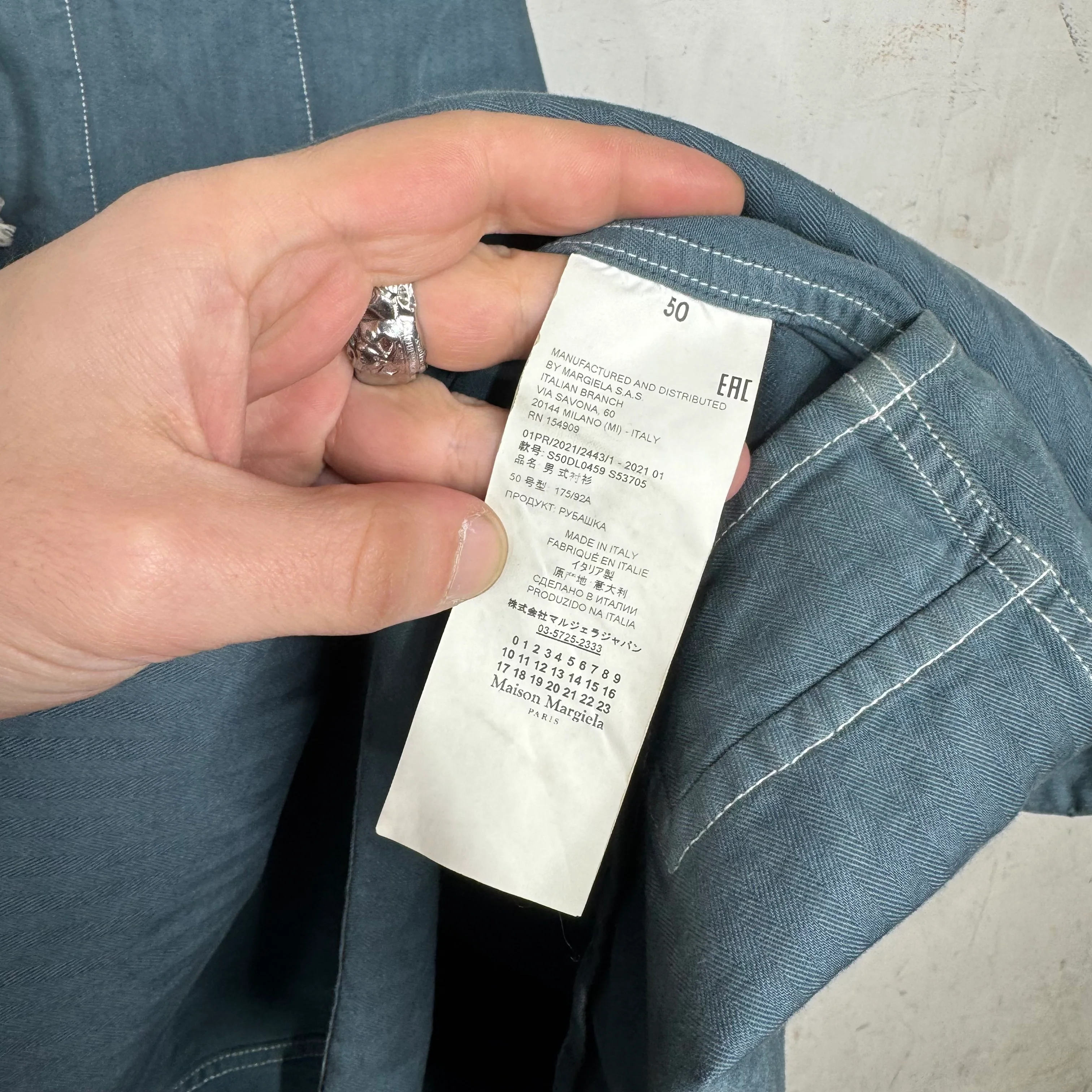 Margiela Oversized Laced Tunic Shirt Blue - Image 5