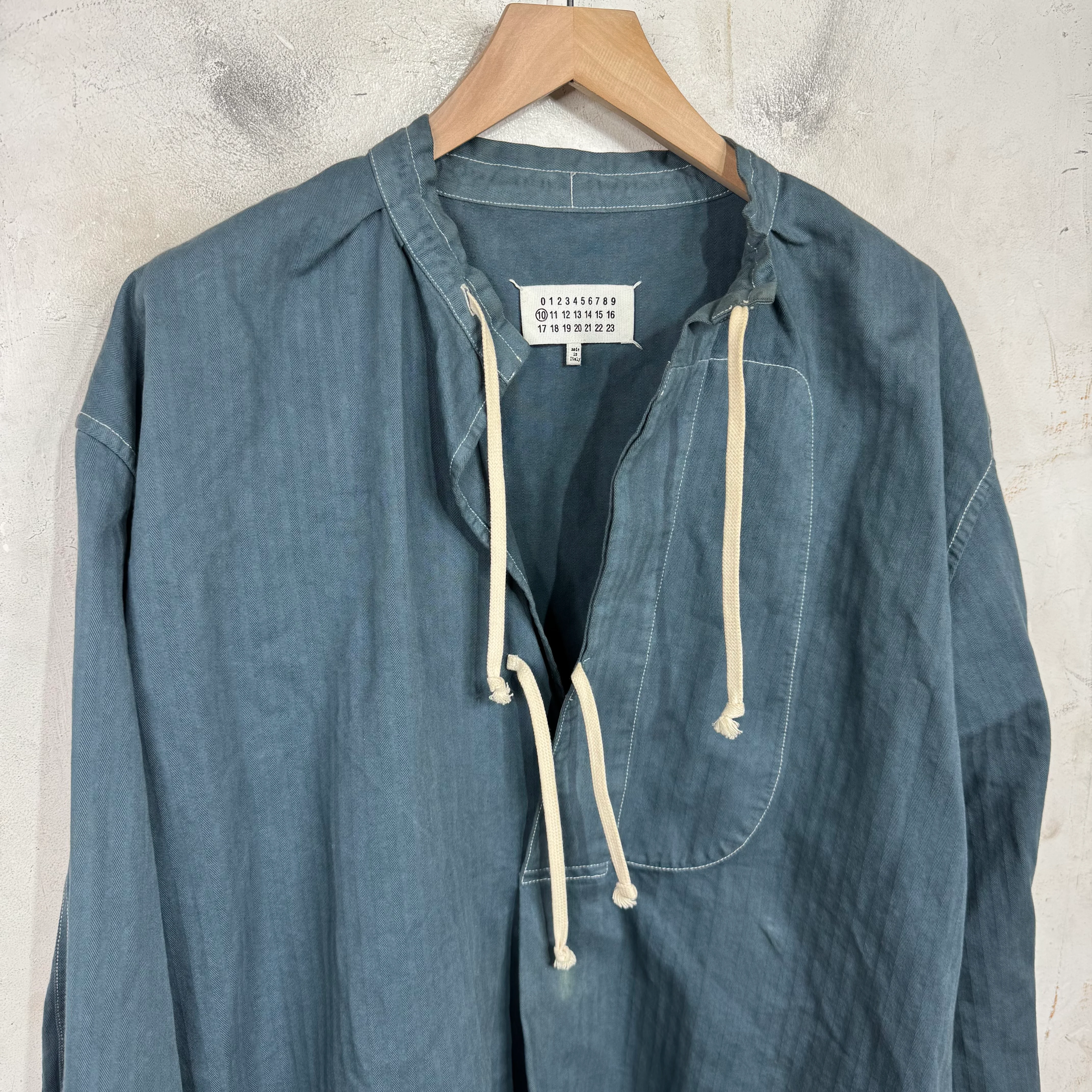 Margiela Oversized Laced Tunic Shirt Blue - Image 6