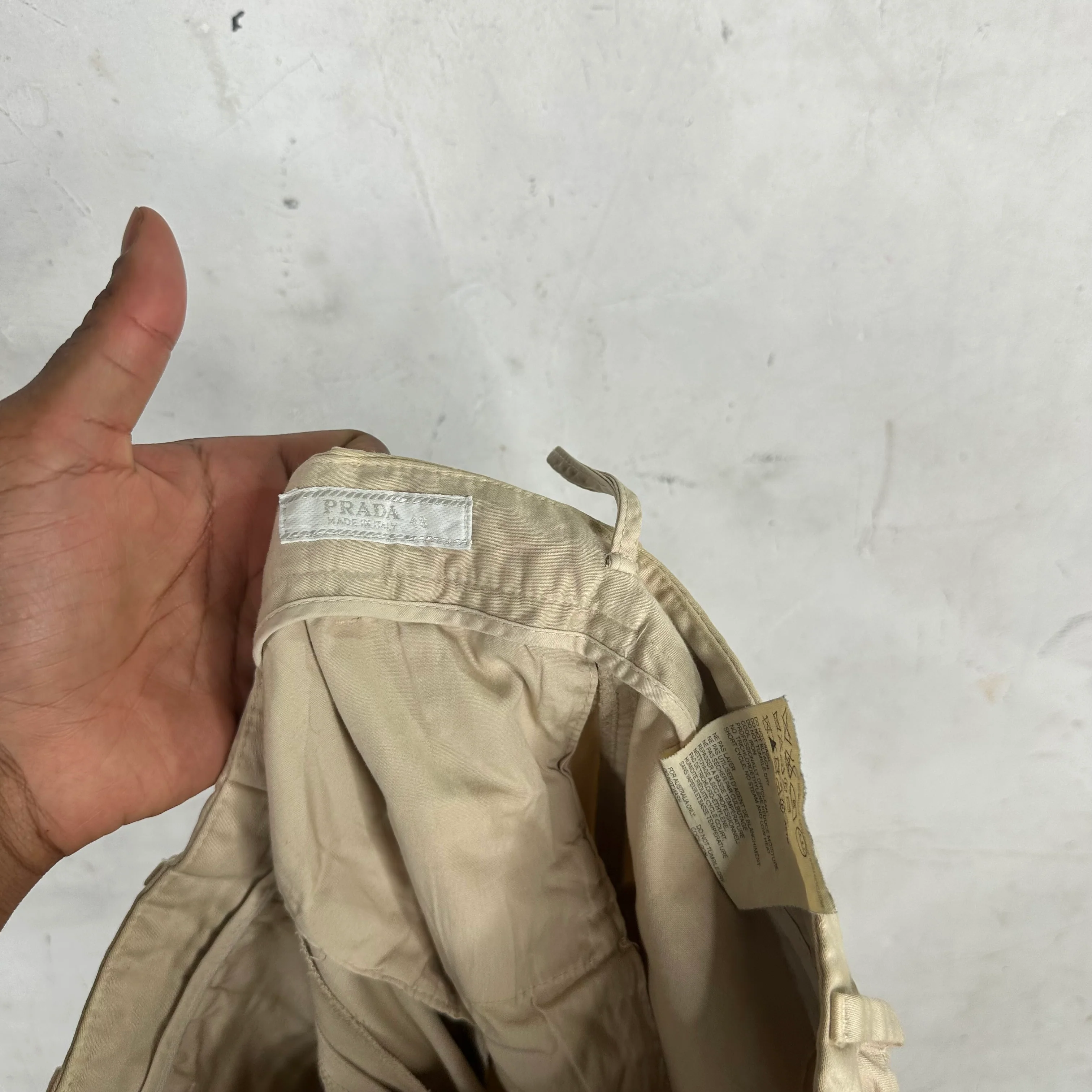 Prada Beige Twill Pull Trouser - Image 4