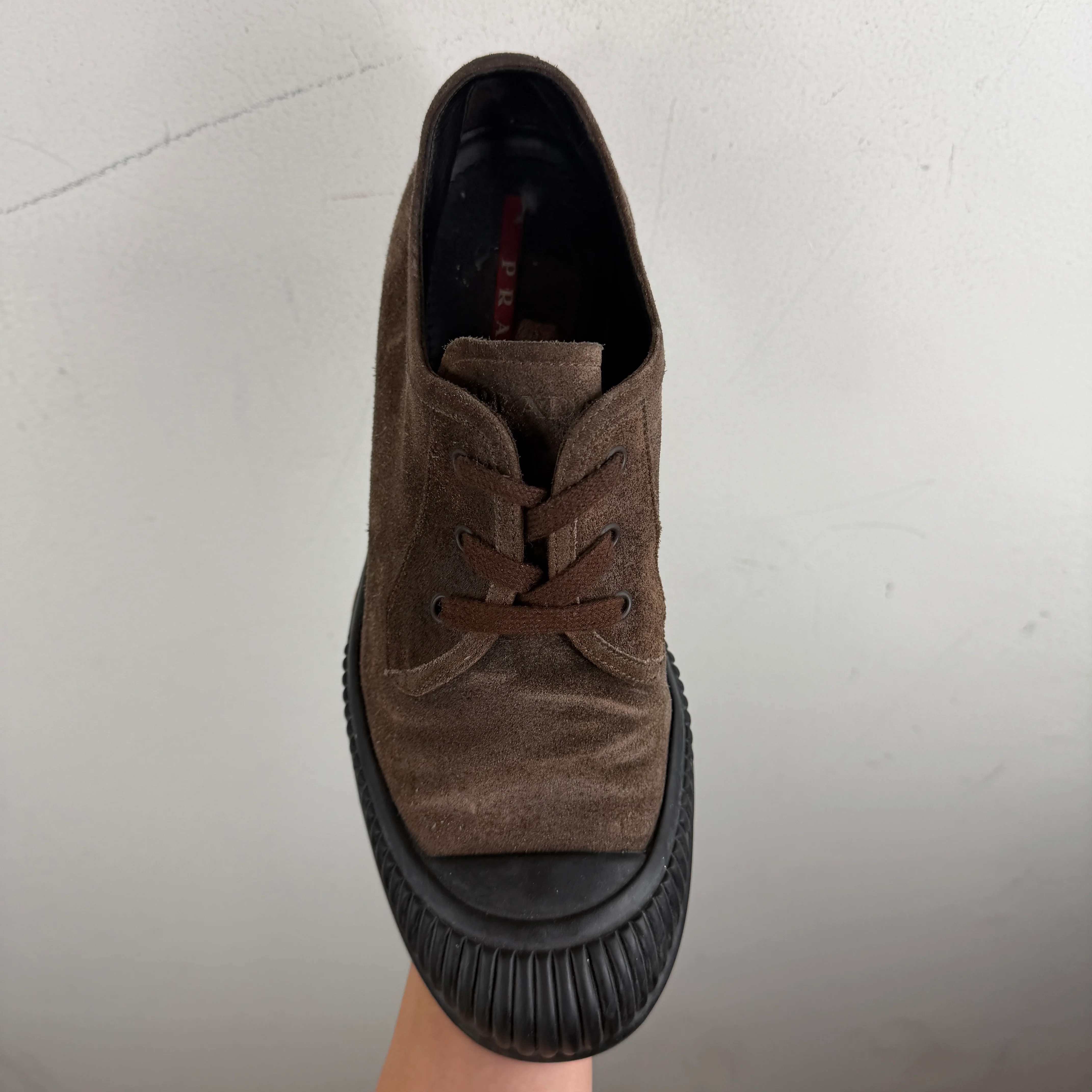 Prada Brown Suede Low Top Sneakers - Image 5