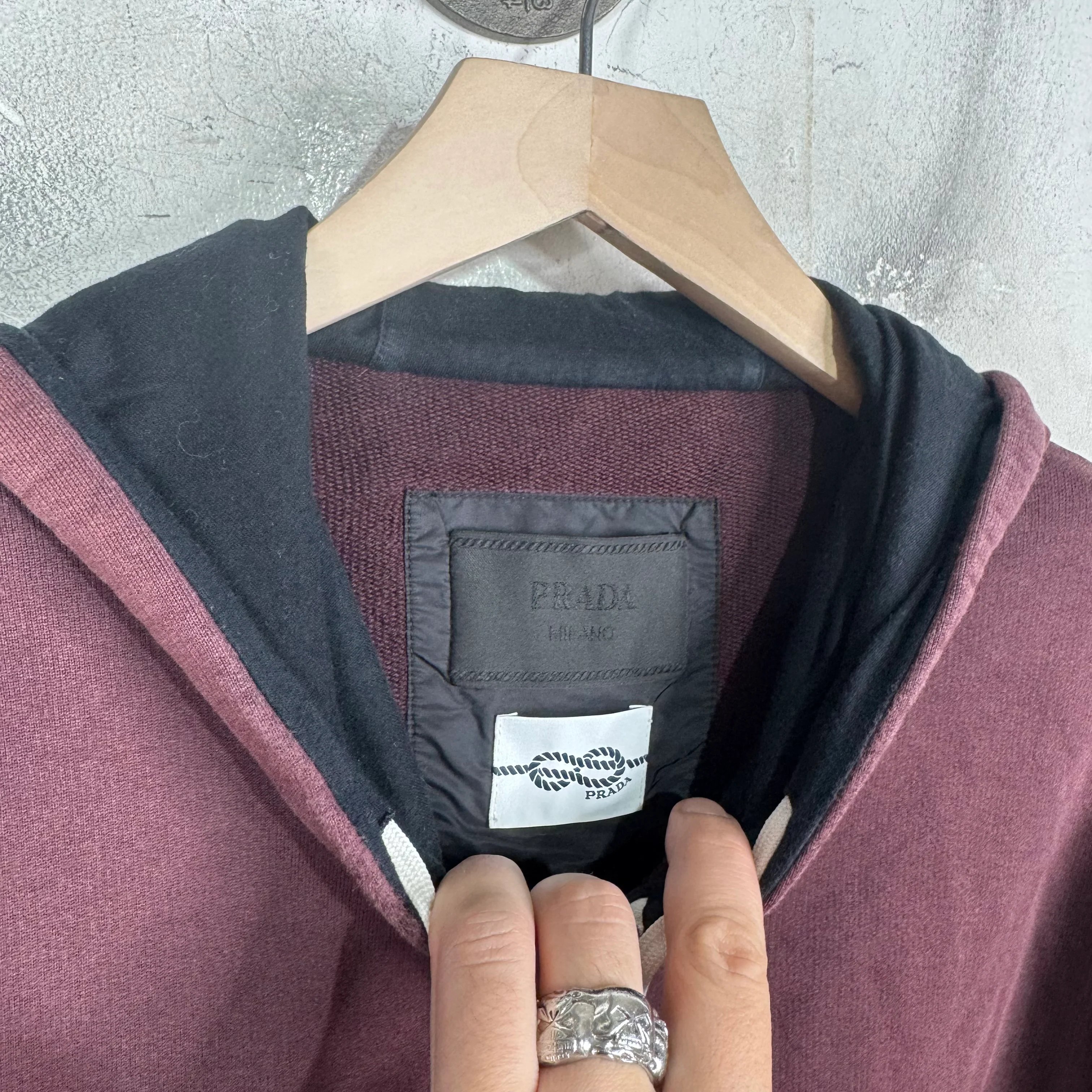 Prada Color-Blocked Rubber Badge Half Zip Hoodie - Image 3