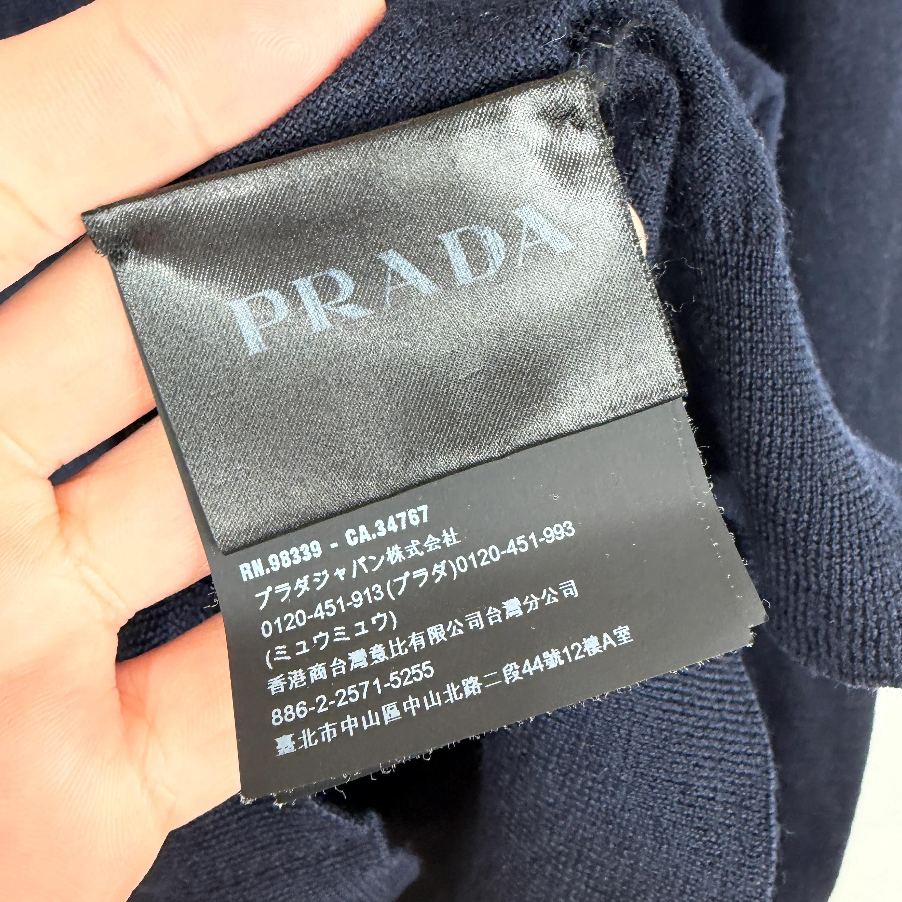 Prada Navy Knit LS Polo T-Shirt - Image 4