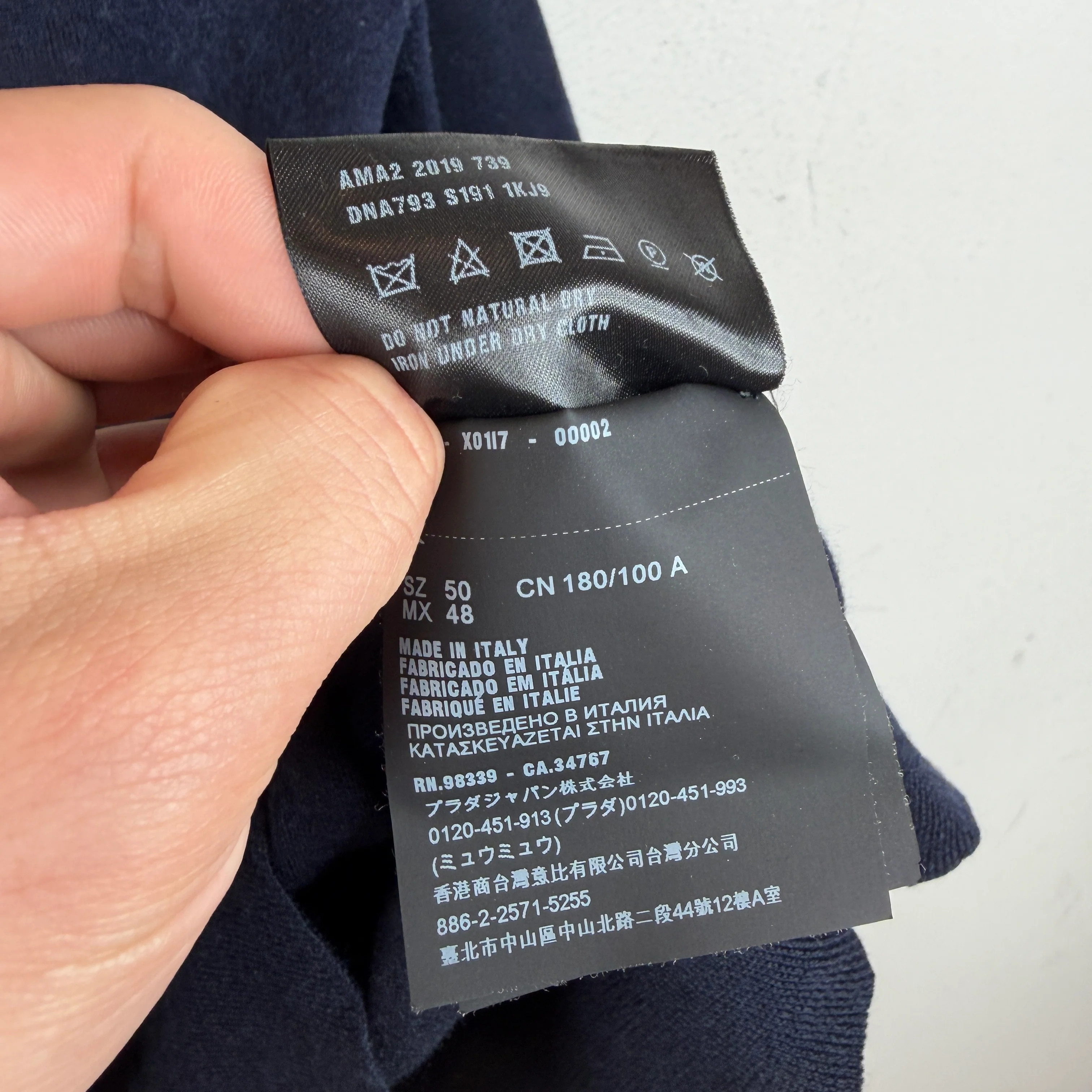 Prada Navy Knit LS Polo T-Shirt - Image 5
