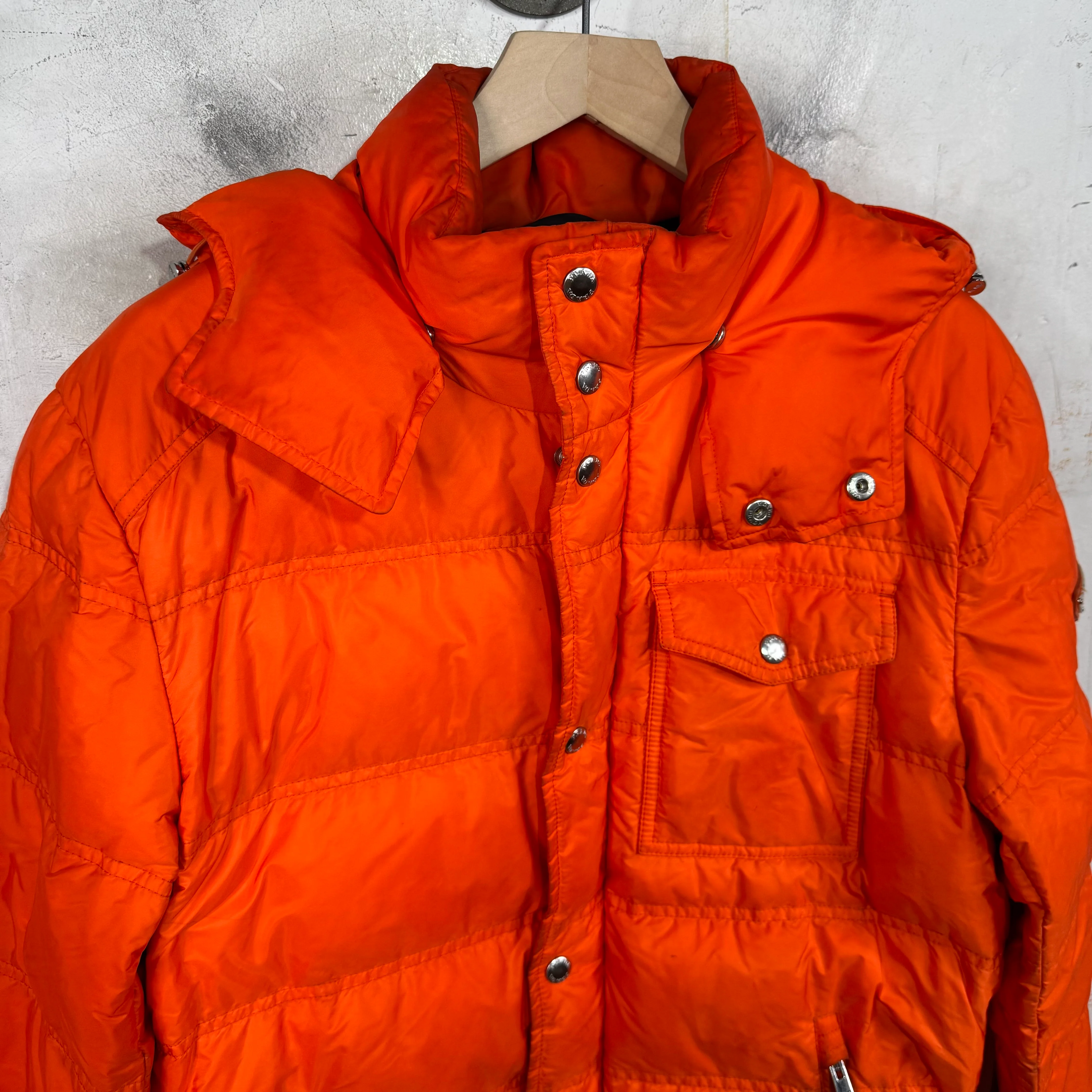 Prada Orange Plaqued Puffer Jacket - Image 5