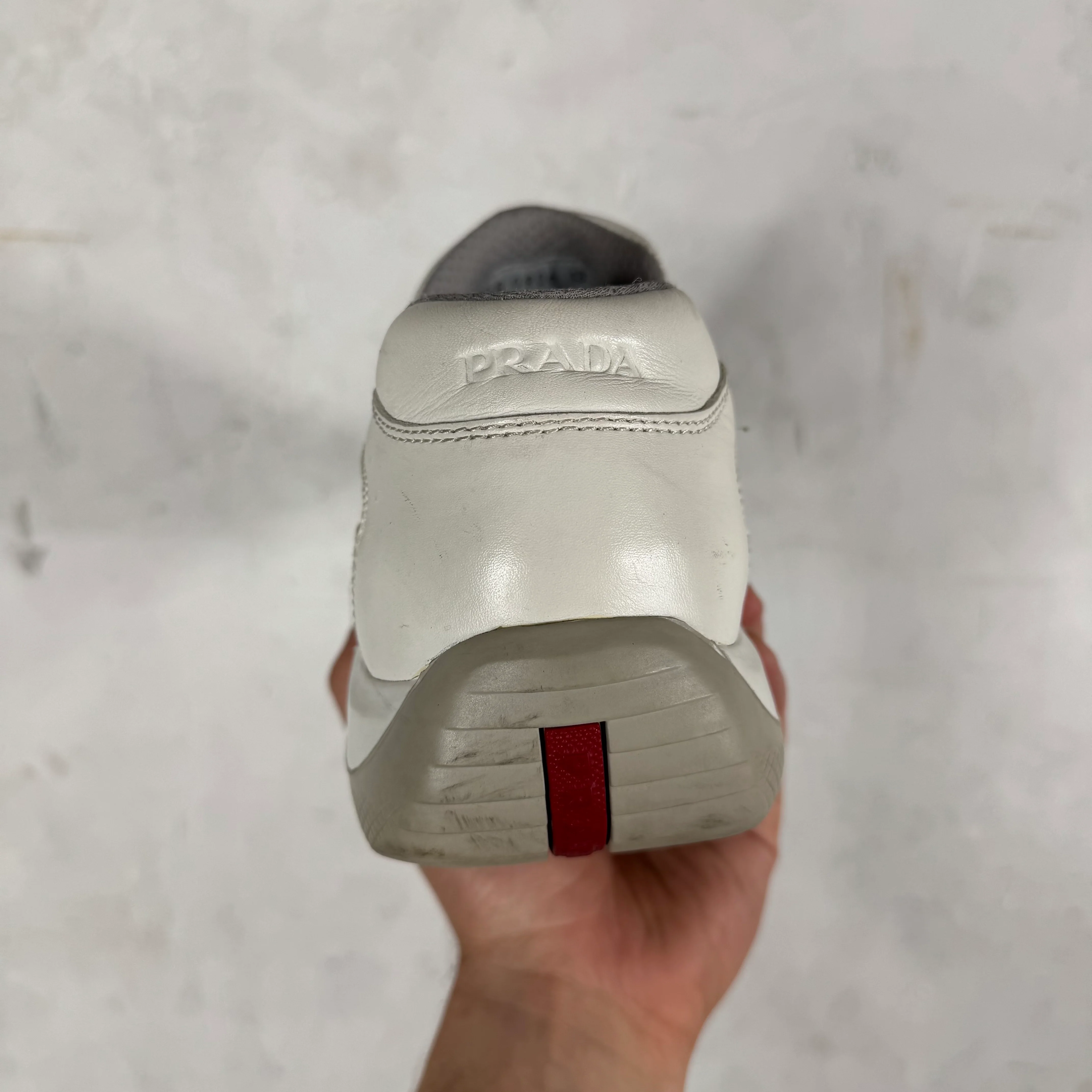 Prada White Perforated Leather Americas Cup - Image 10