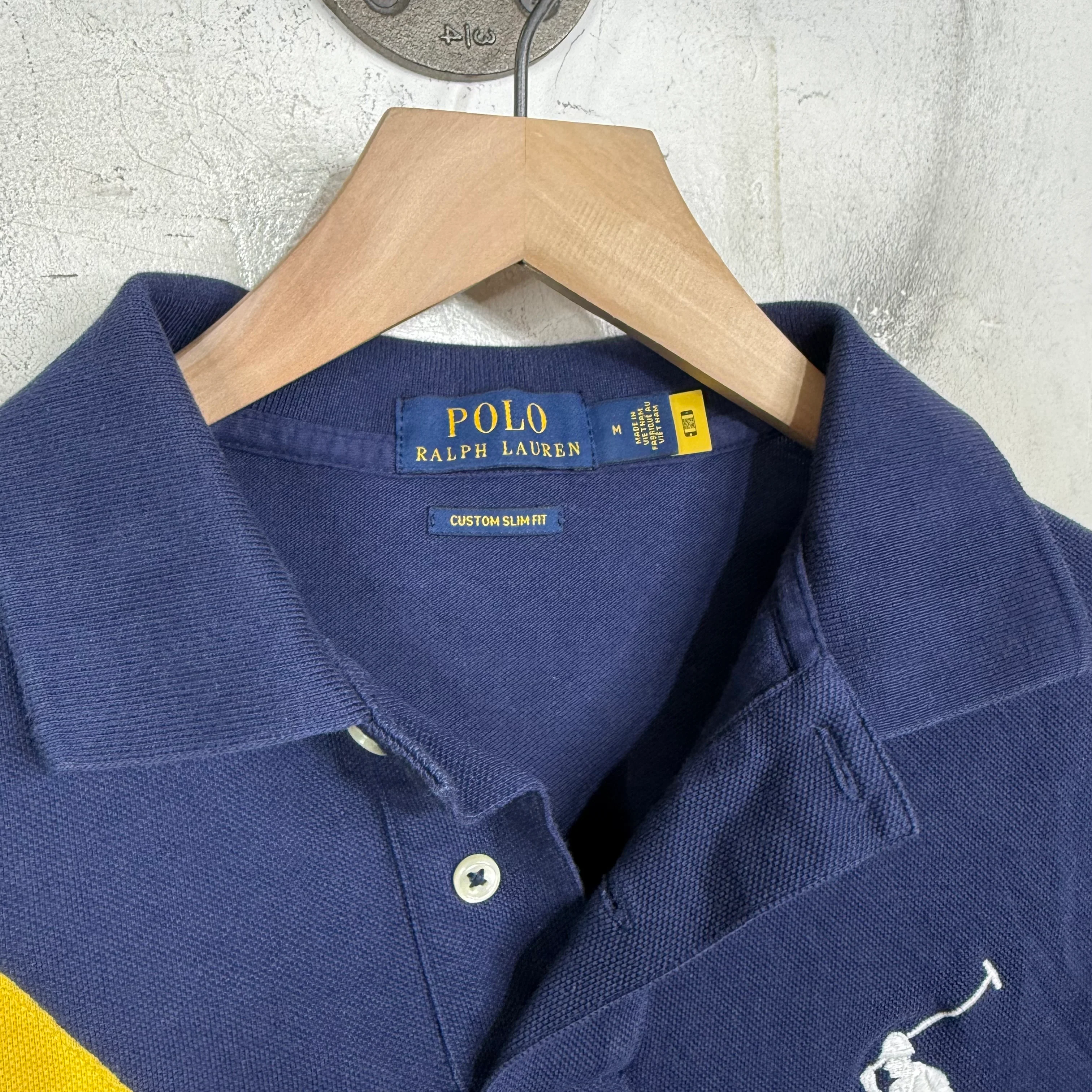 Ralph Lauren Navy Yellow Striped Big Horse Polo - Image 3