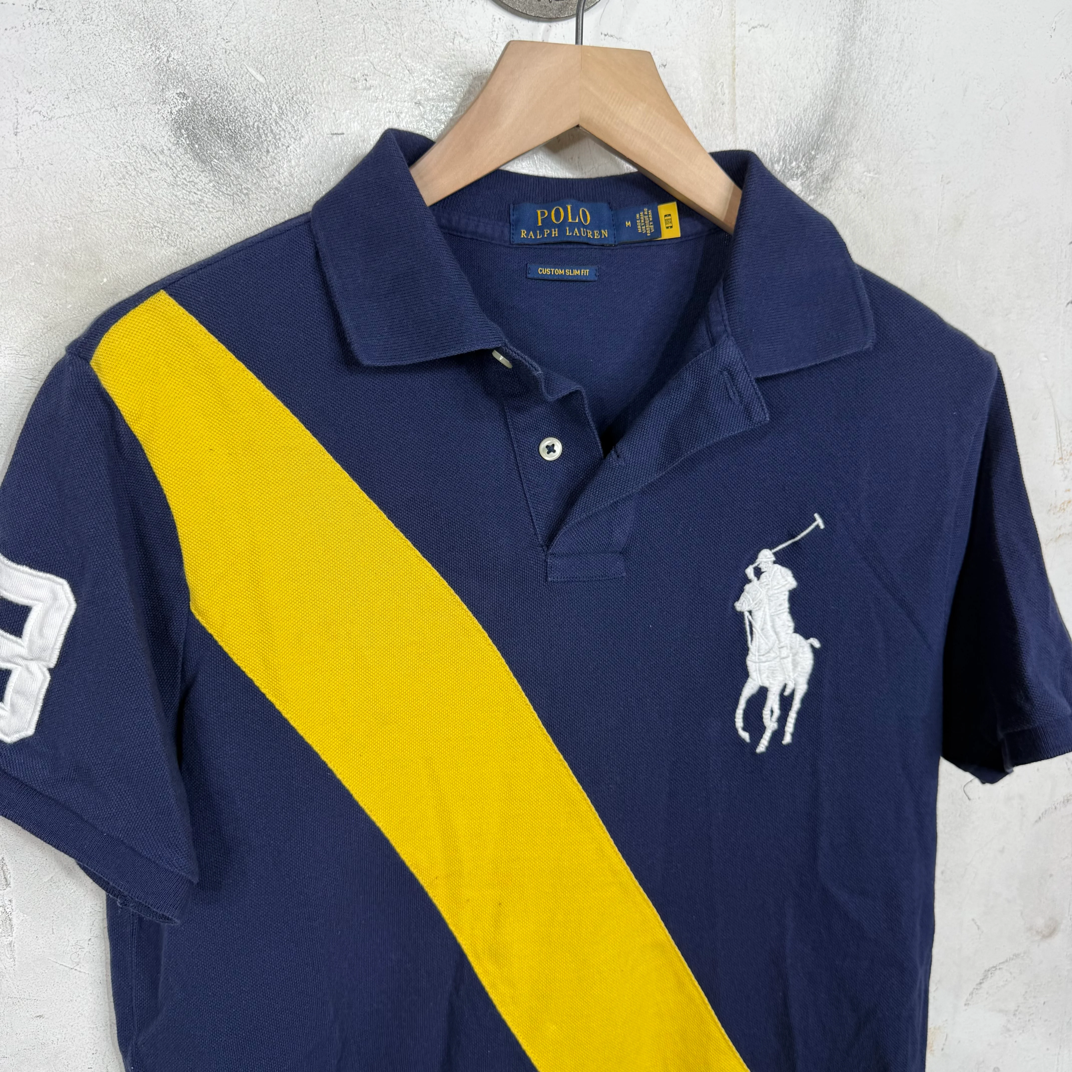 Ralph Lauren Navy Yellow Striped Big Horse Polo - Image 4