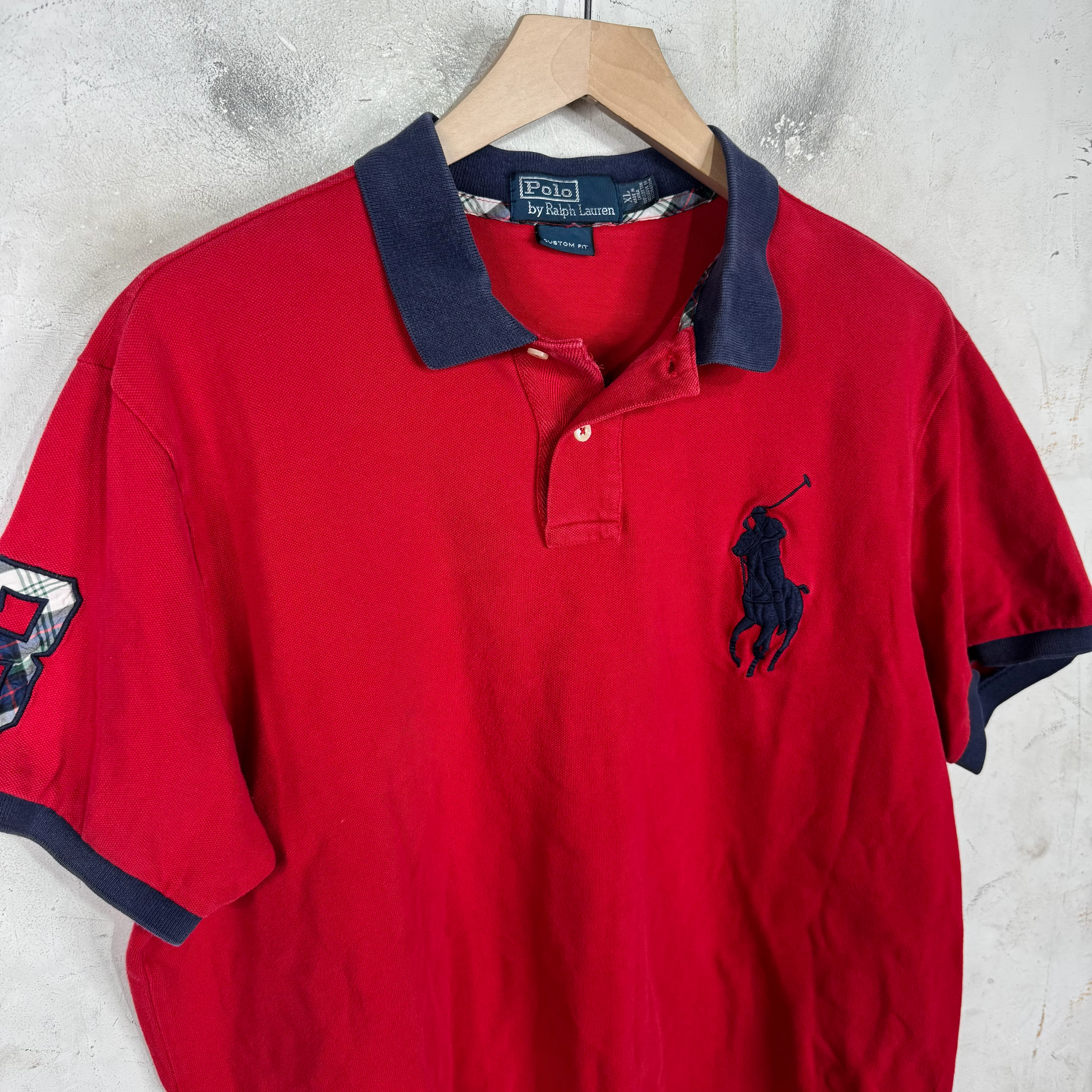 Ralph Lauren Plaid "3" Red/Navy Polo - Image 4
