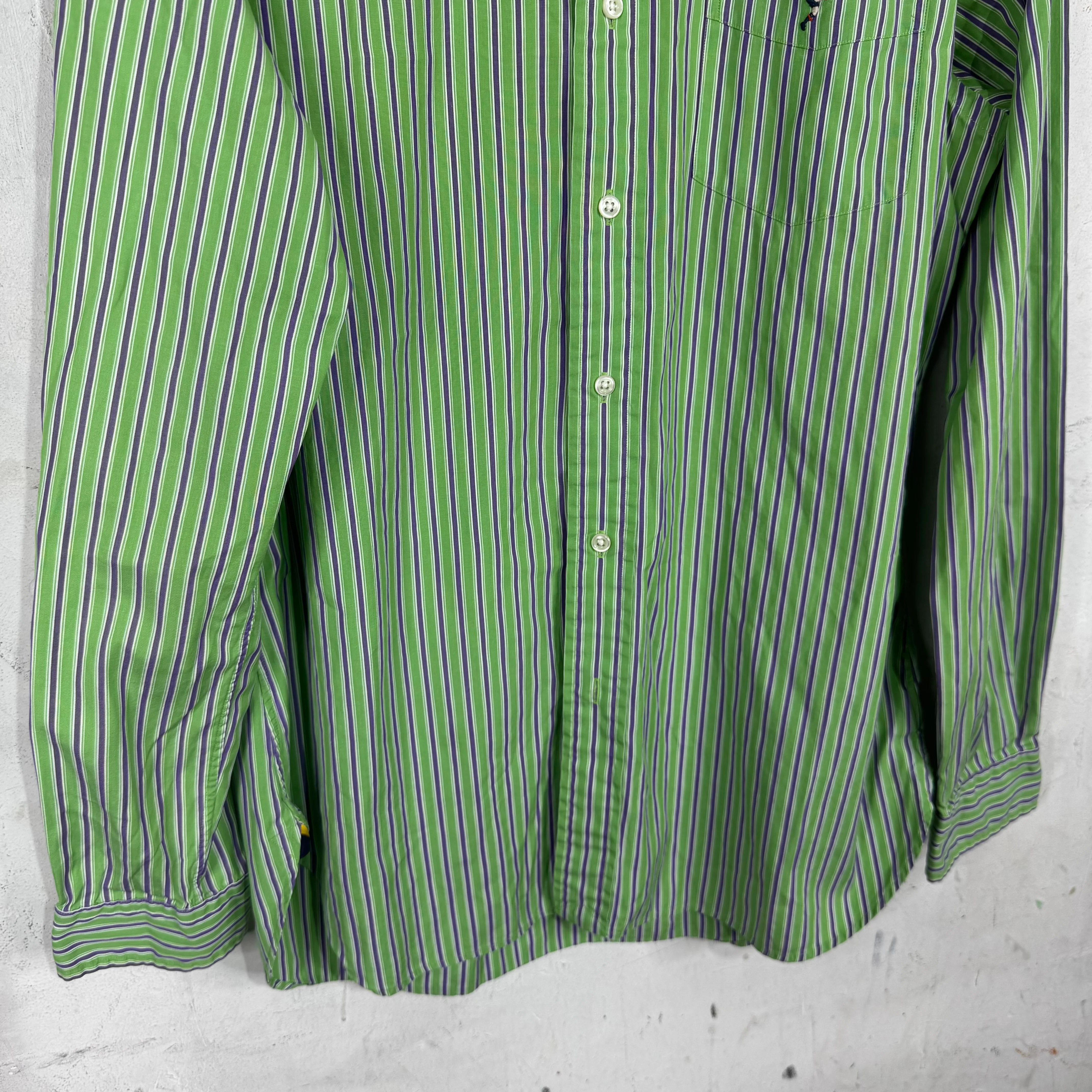 Ralph Lauren Rugby Striped Green Buttoned Shirt - Image 6