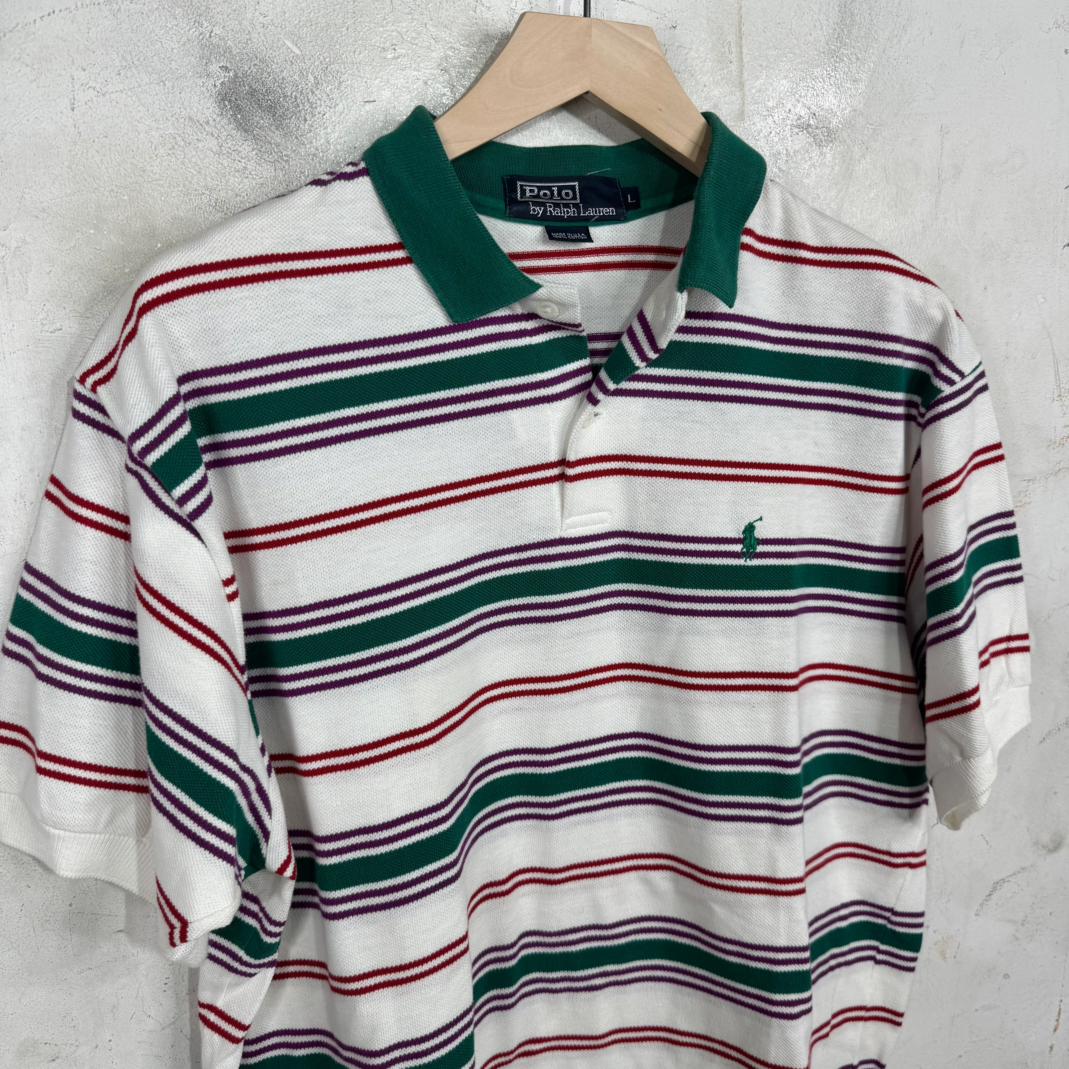 Ralph Lauren Striped White/Green/Red Polo - Image 5