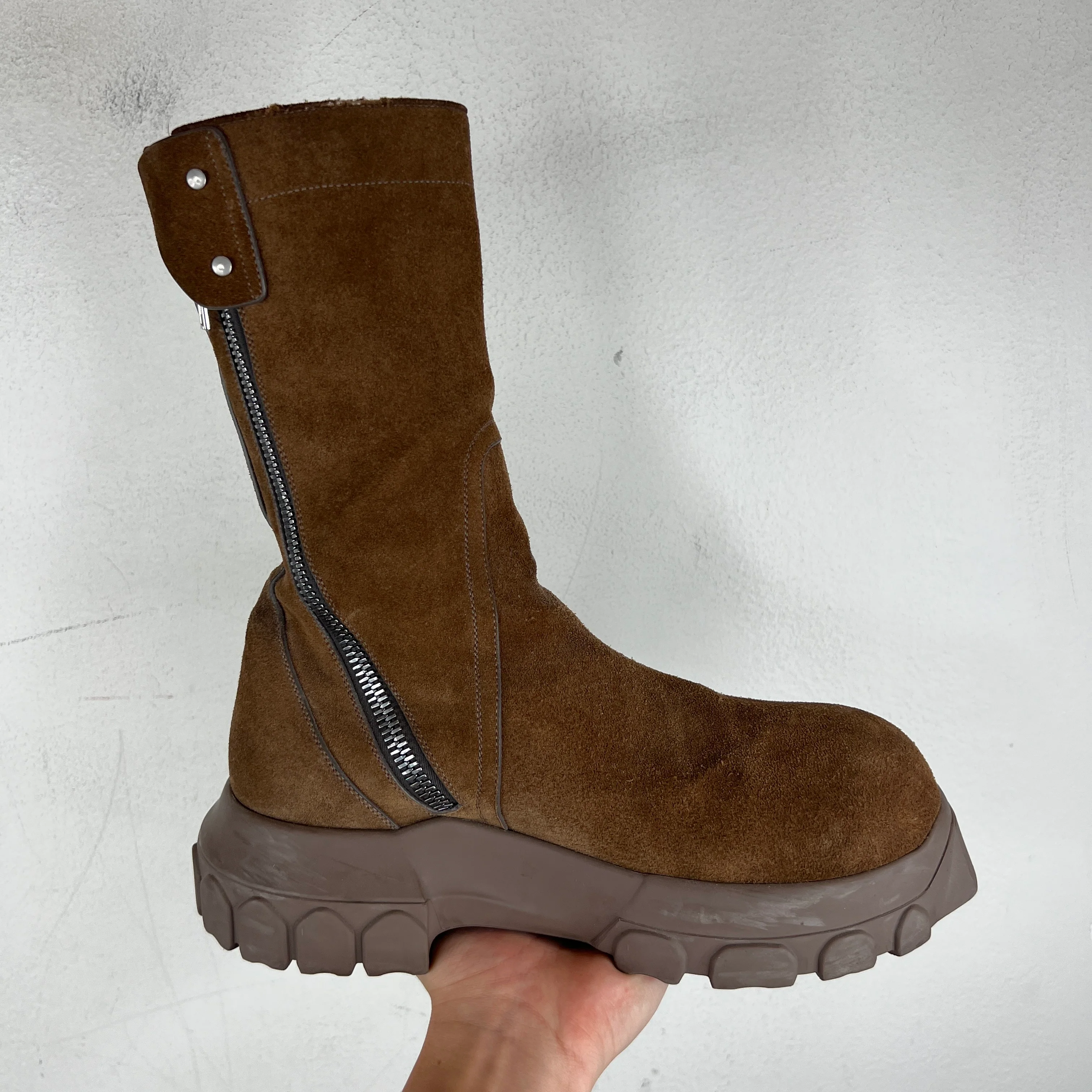 Rick Owens Suede Creeper Bozo Tractor Boots - Image 9