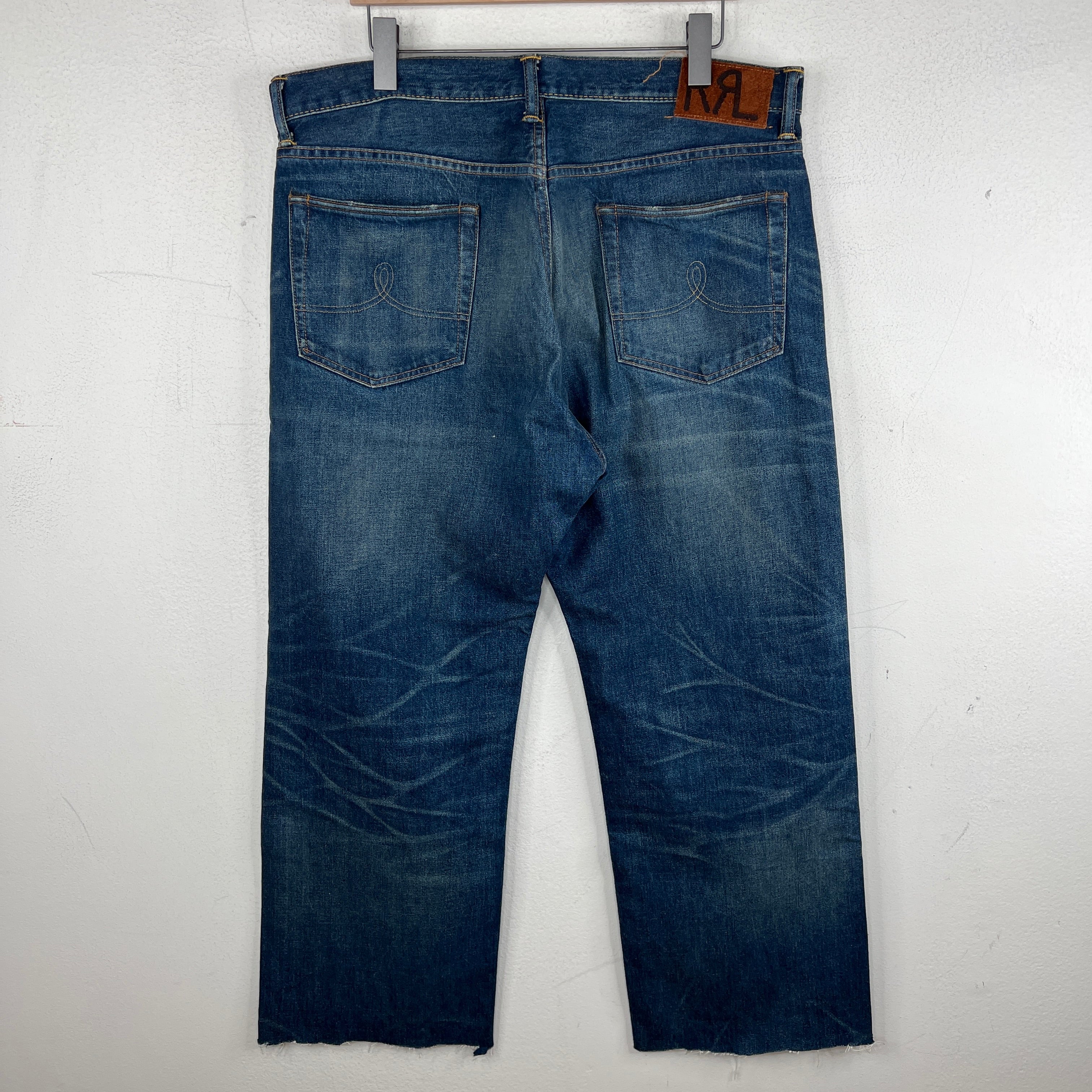 RRL Dark Wash Cut Denim Jeans - Image 2