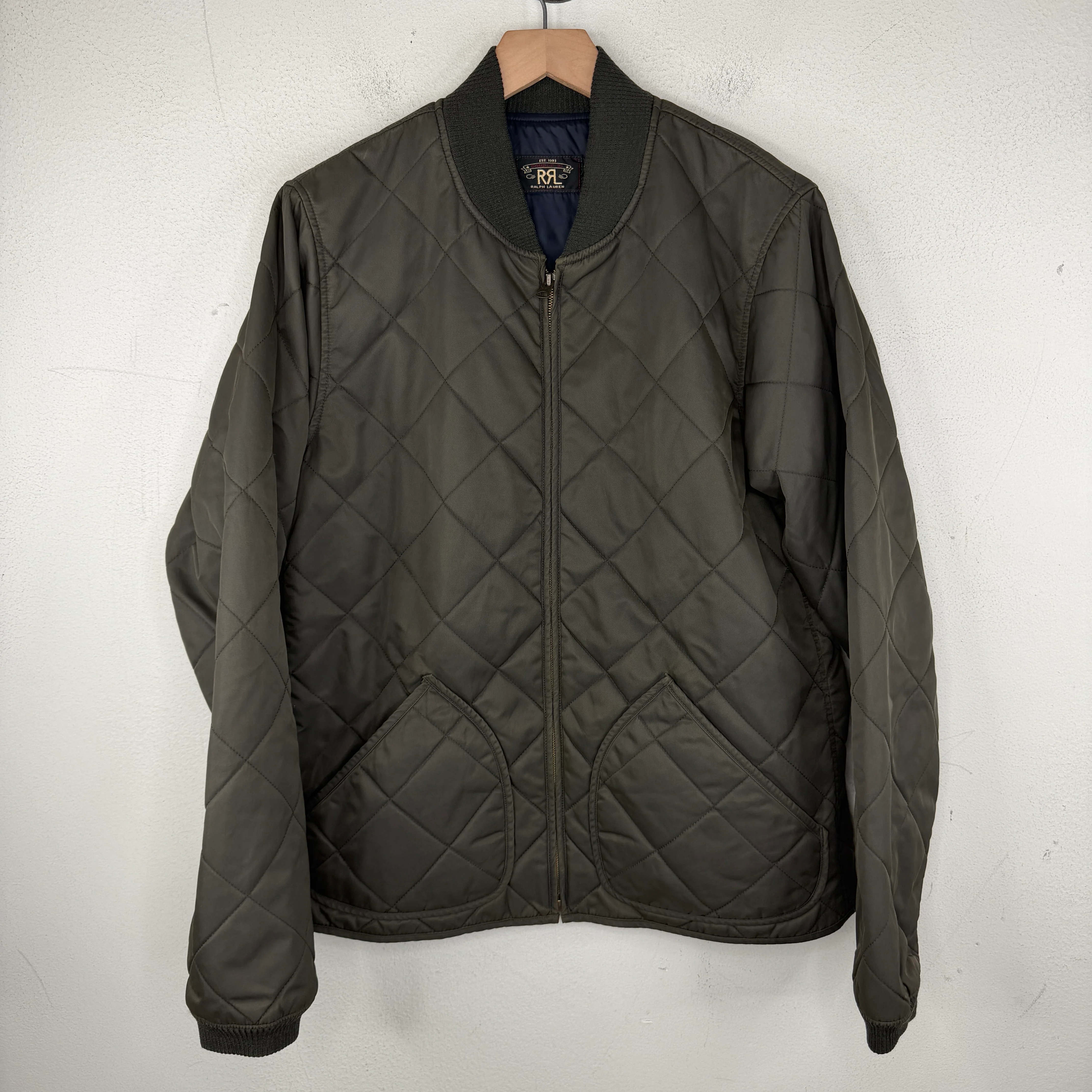 RRL Gray Quilted Bomber Jacket