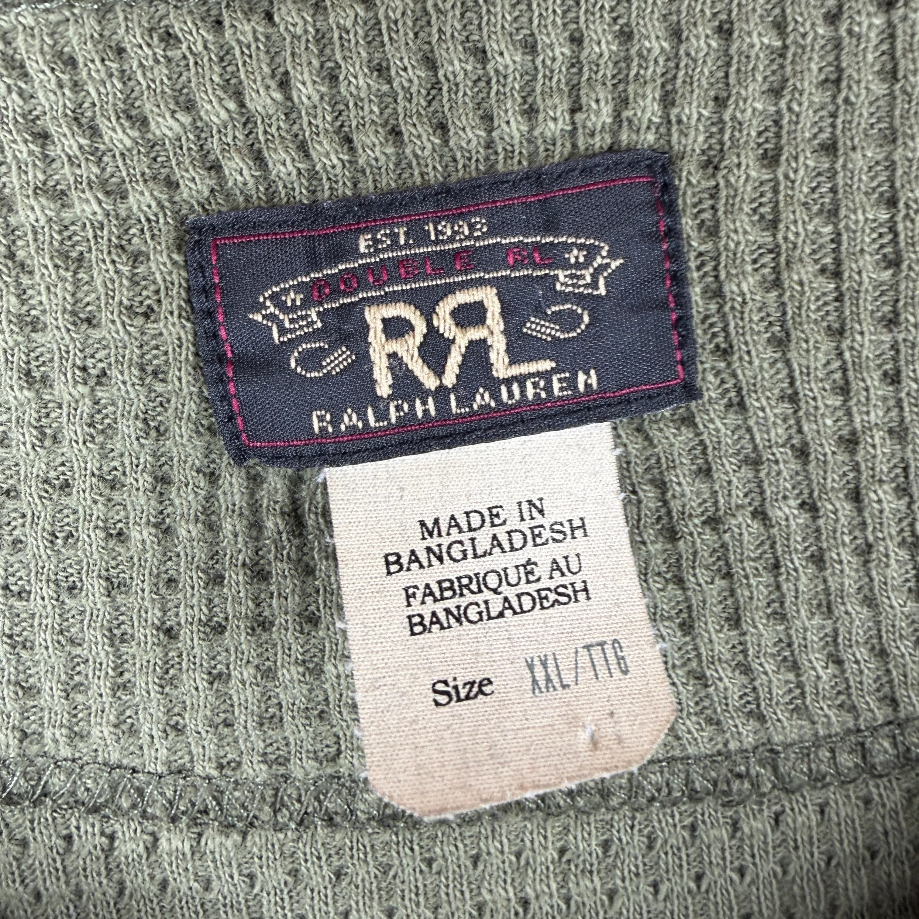 RRL Green Thermal Henley Shirt - Image 3