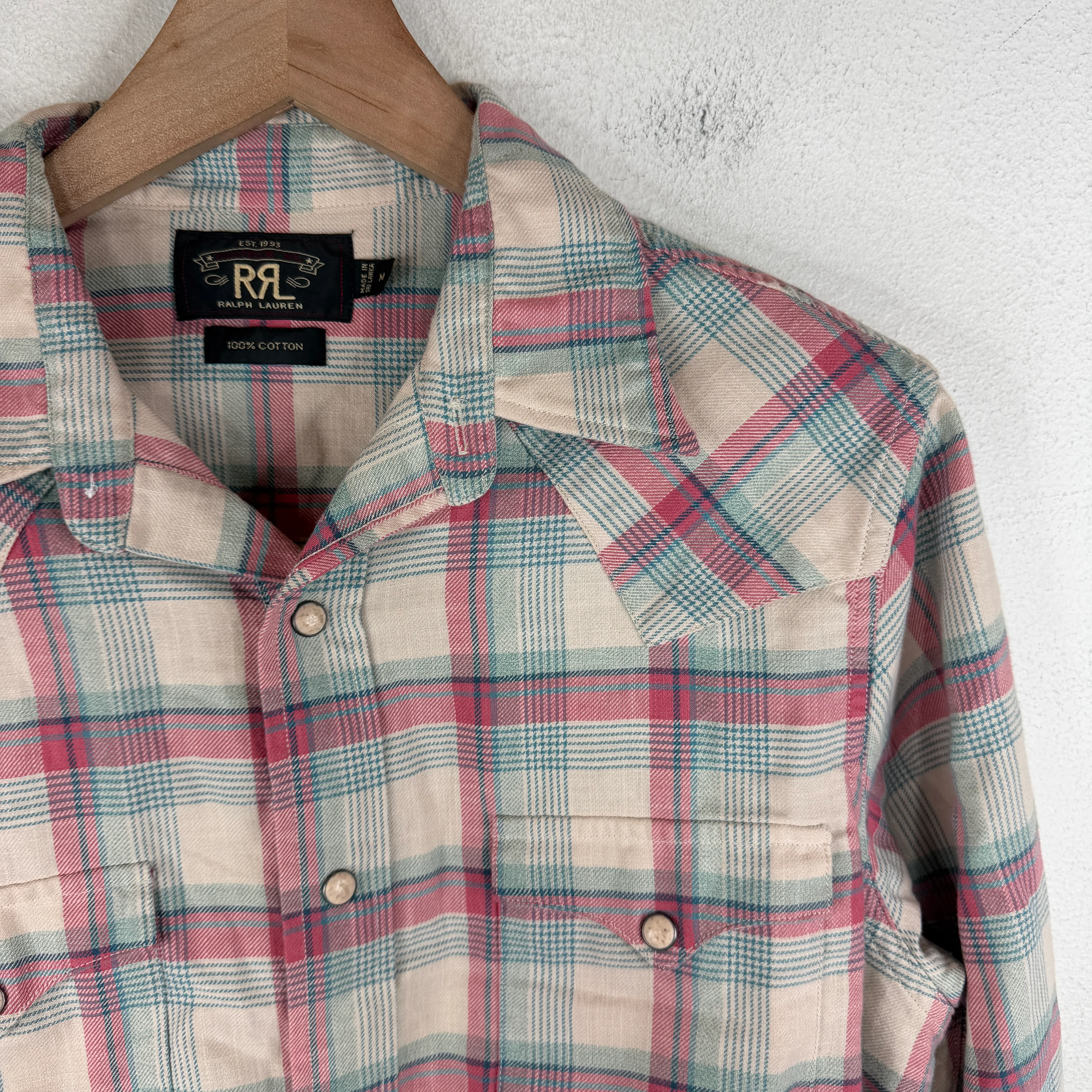RRL Pink Western Snap Button Flannel - Image 5