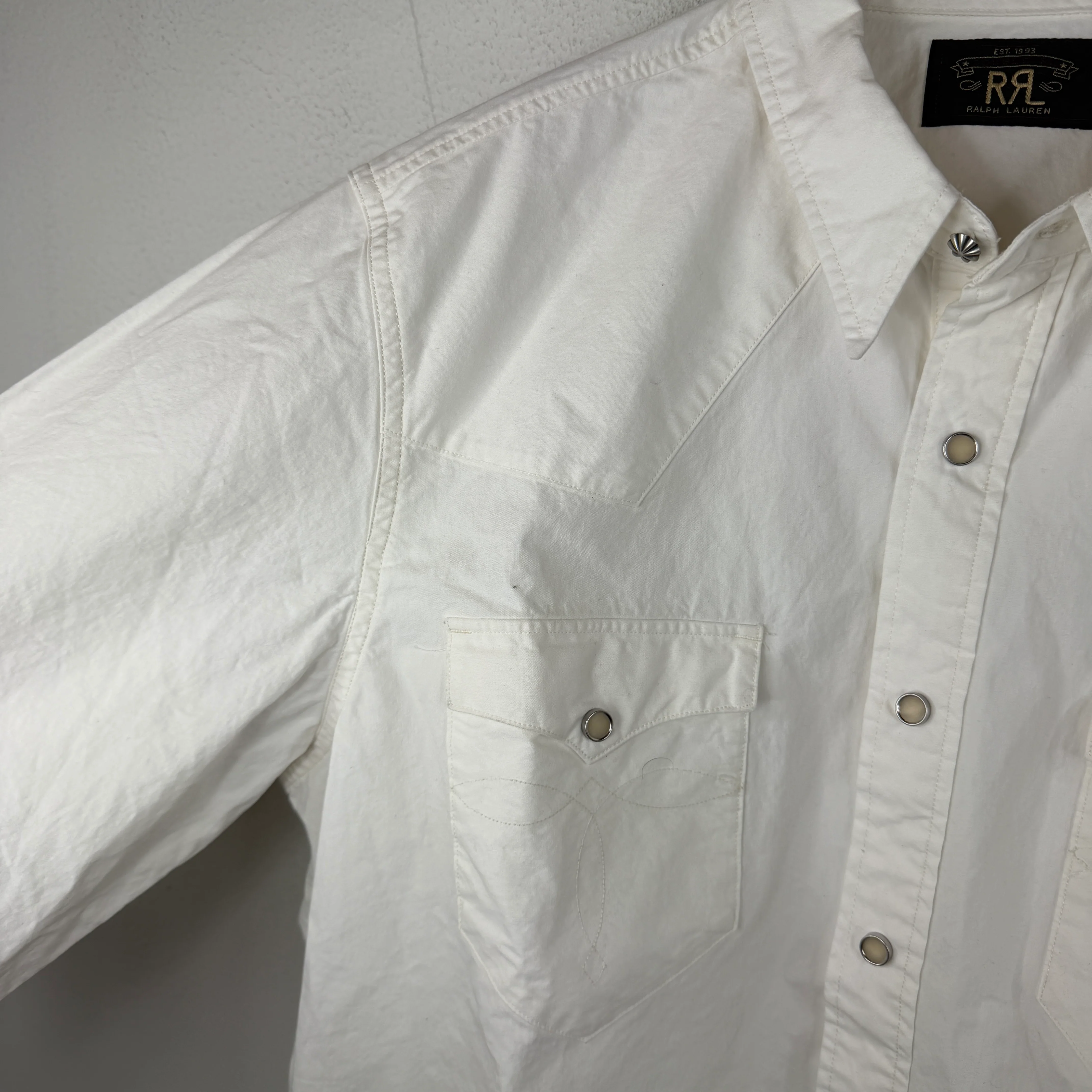 RRL White Pearl Snap Button Up Western Shirt - Image 6
