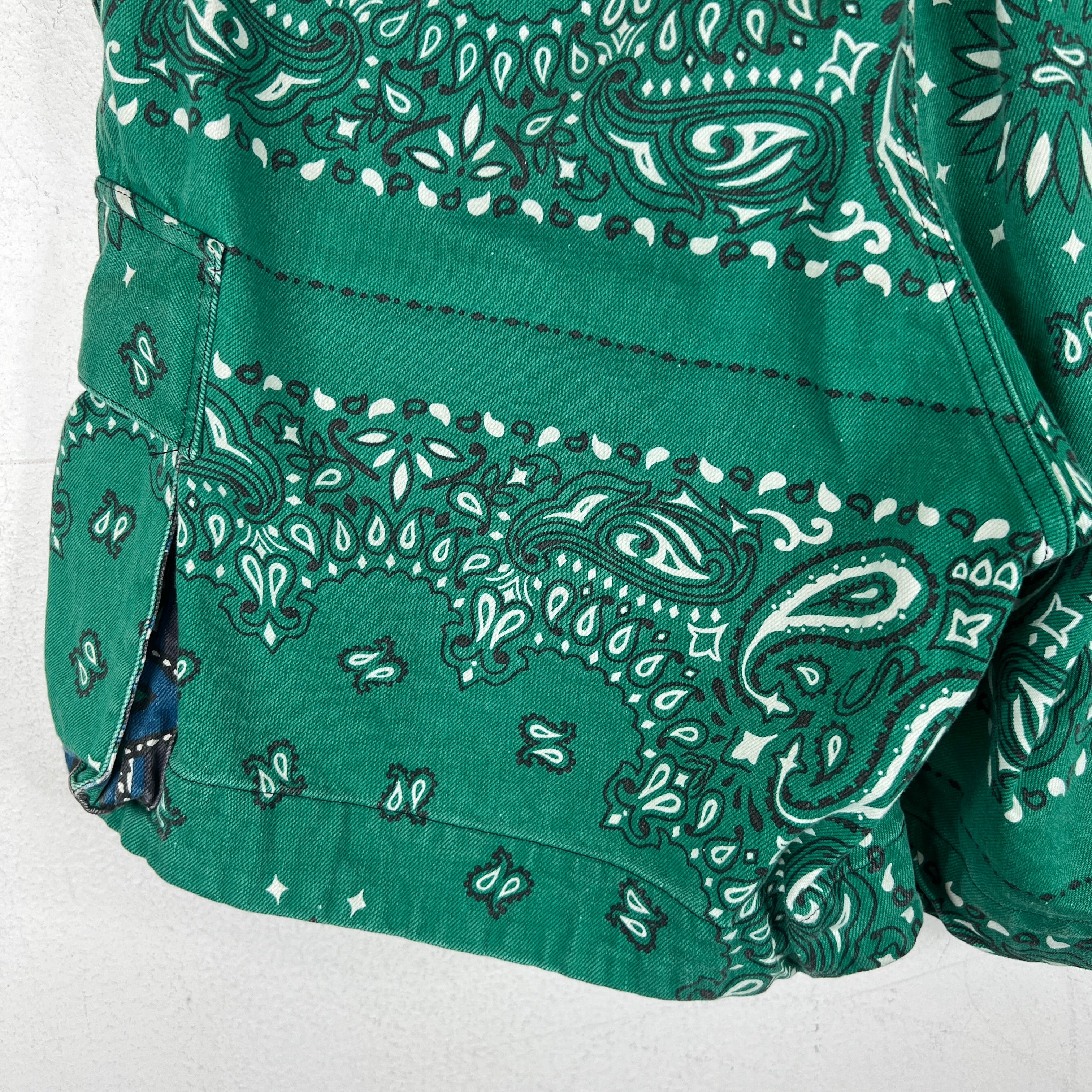 Sacai Green Paisley Belted Cargo Shorts - Image 12