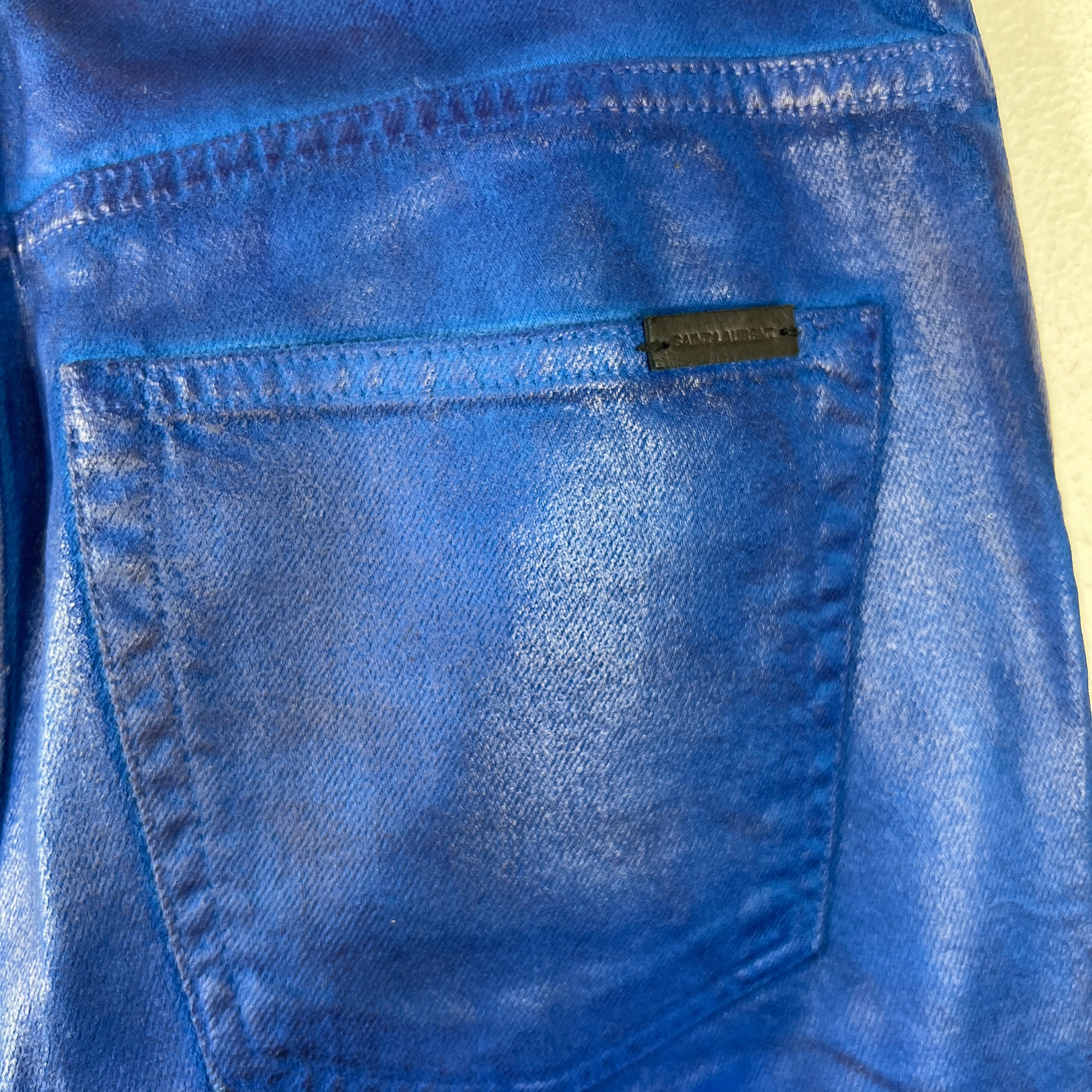 Saint Laurent Blue Waxed D05 Jeans - Image 7