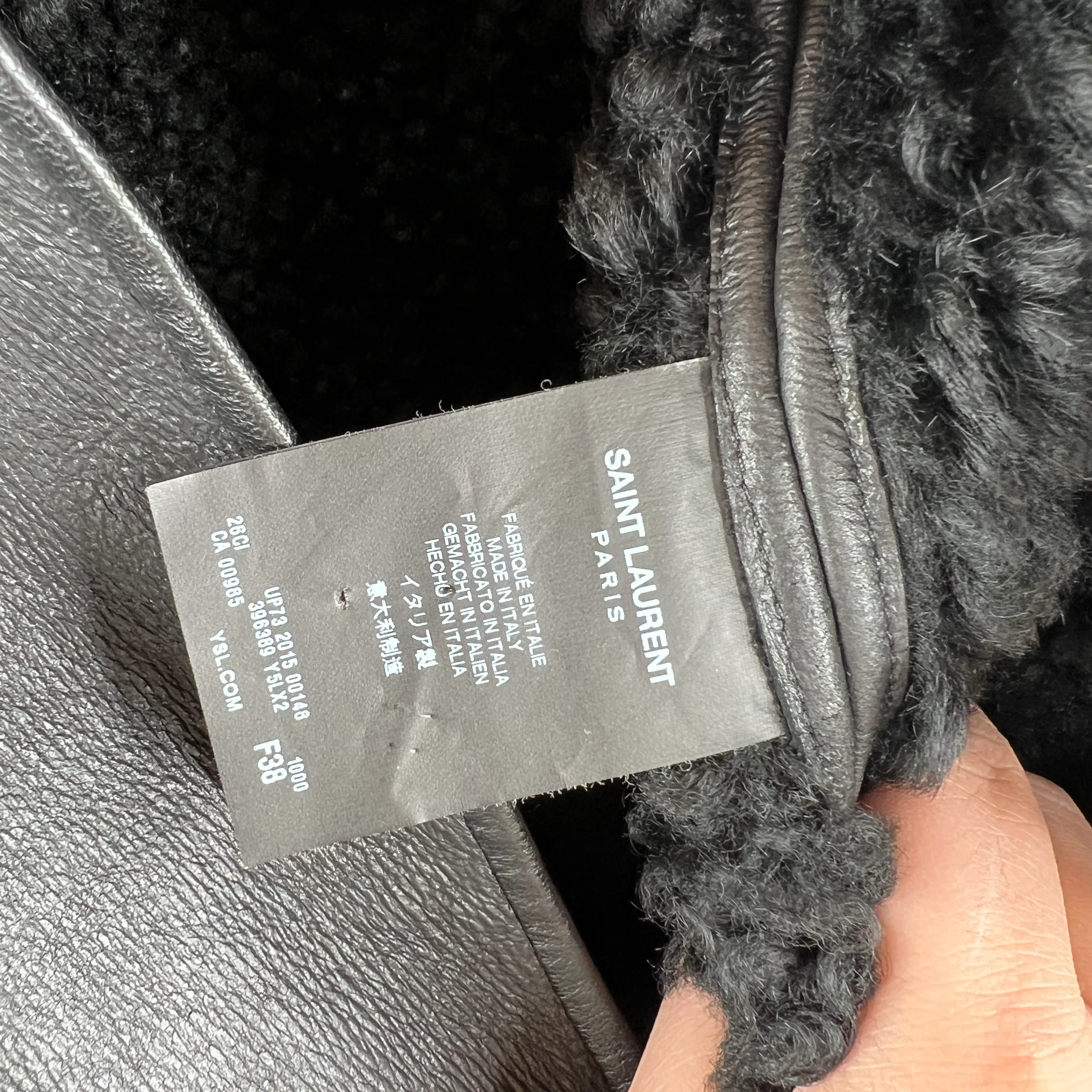 Saint Laurent Leather Shearling Coat - Image 4