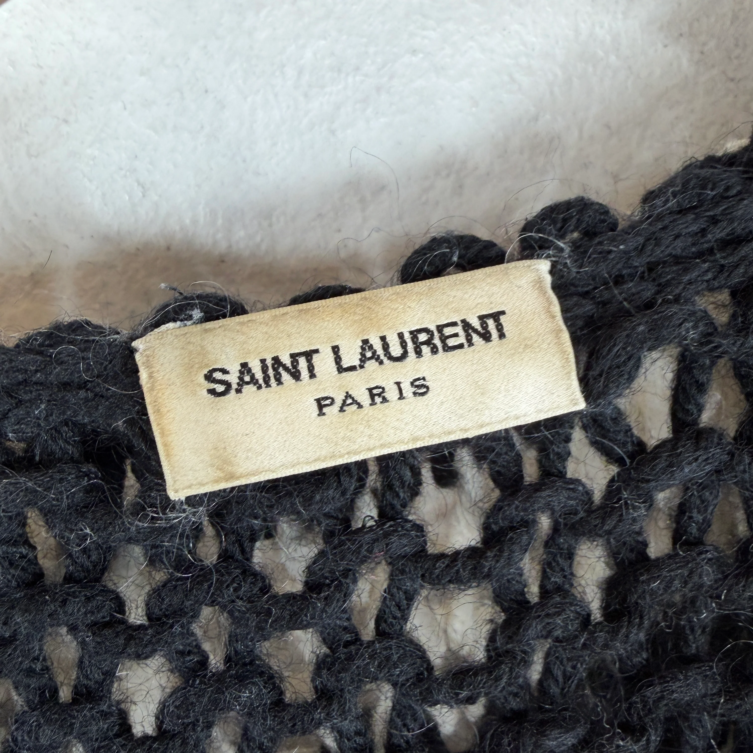 Saint Laurent Striped Cable Knit Hooded Sweater - Image 3
