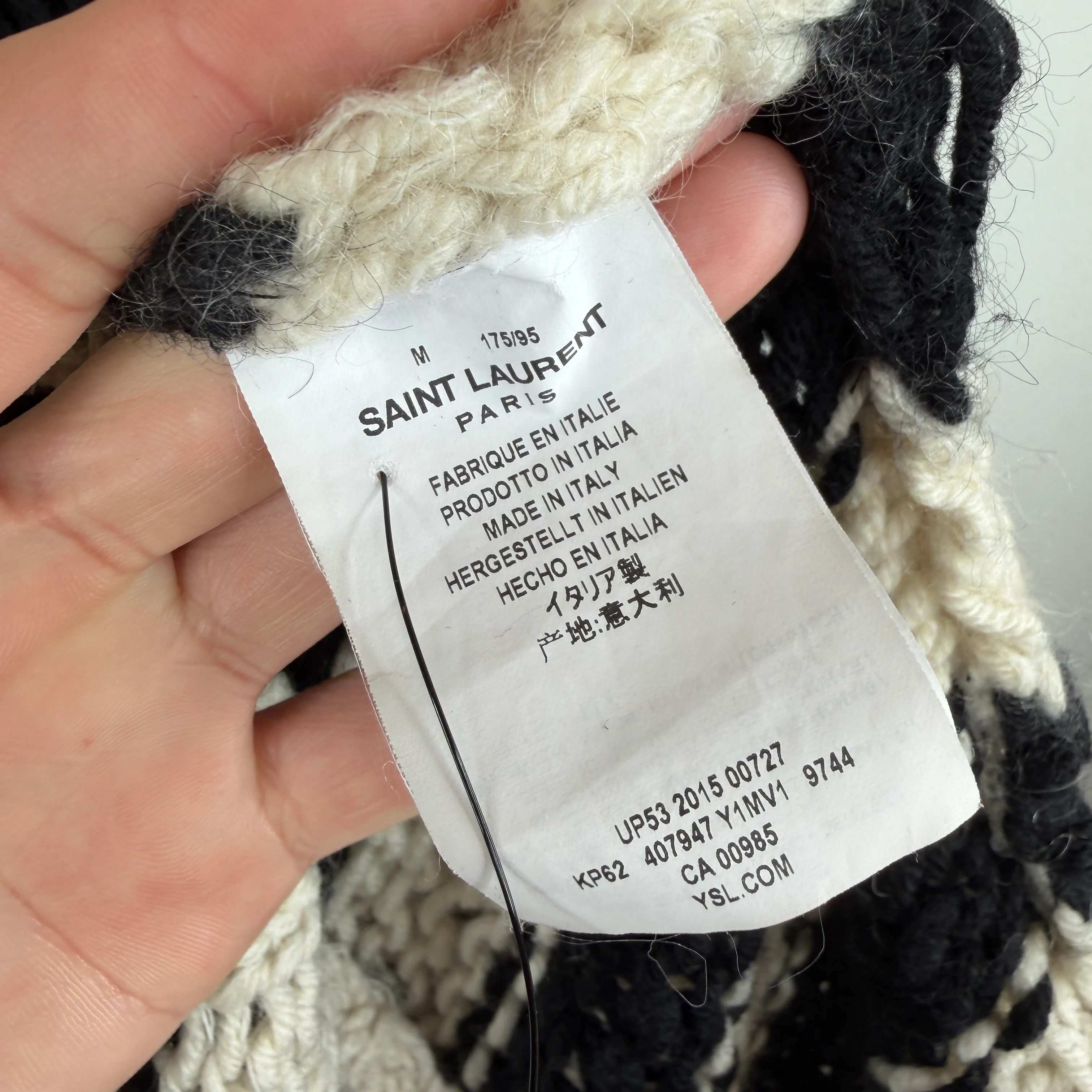 Saint Laurent Striped Cable Knit Hooded Sweater - Image 4