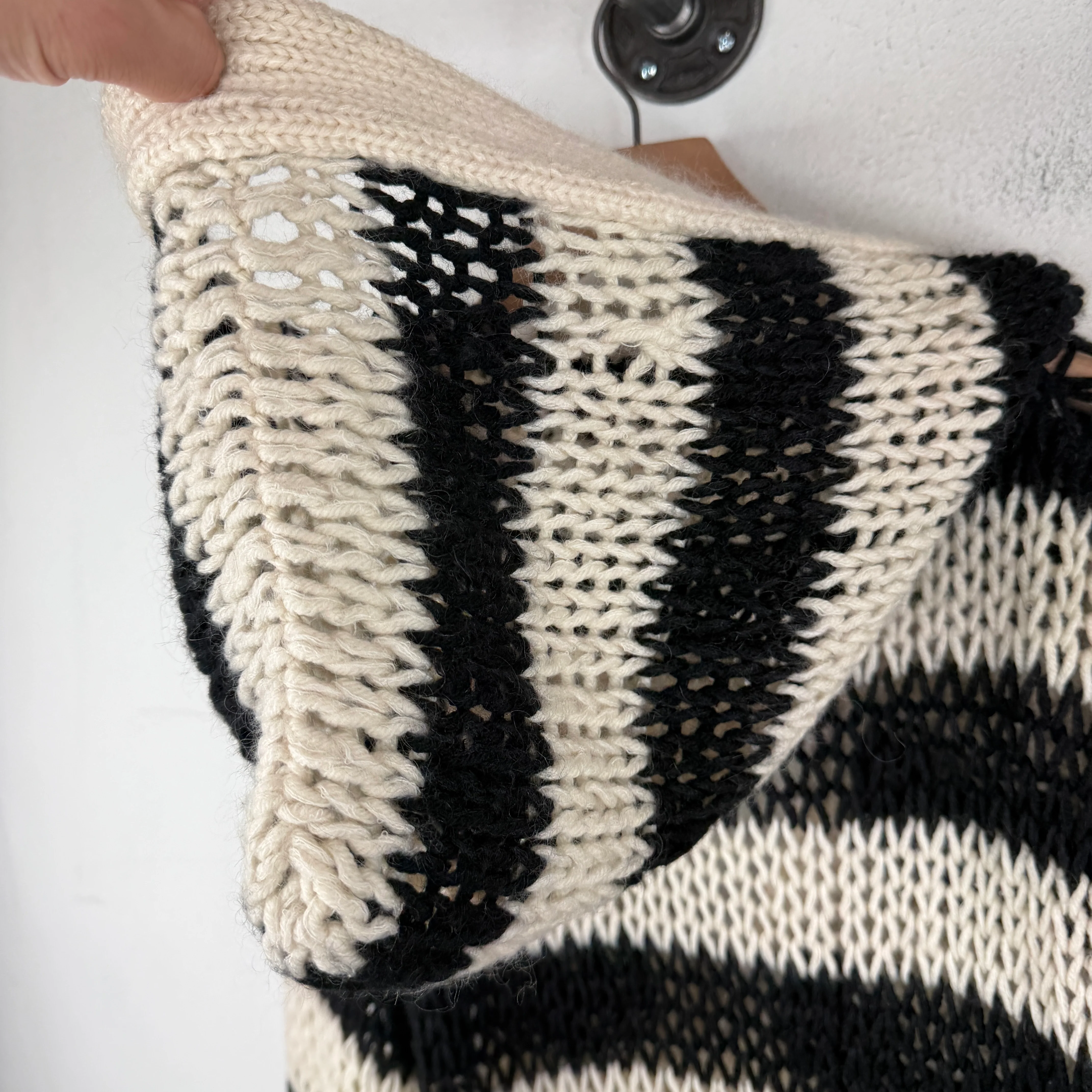Saint Laurent Striped Cable Knit Hooded Sweater - Image 8