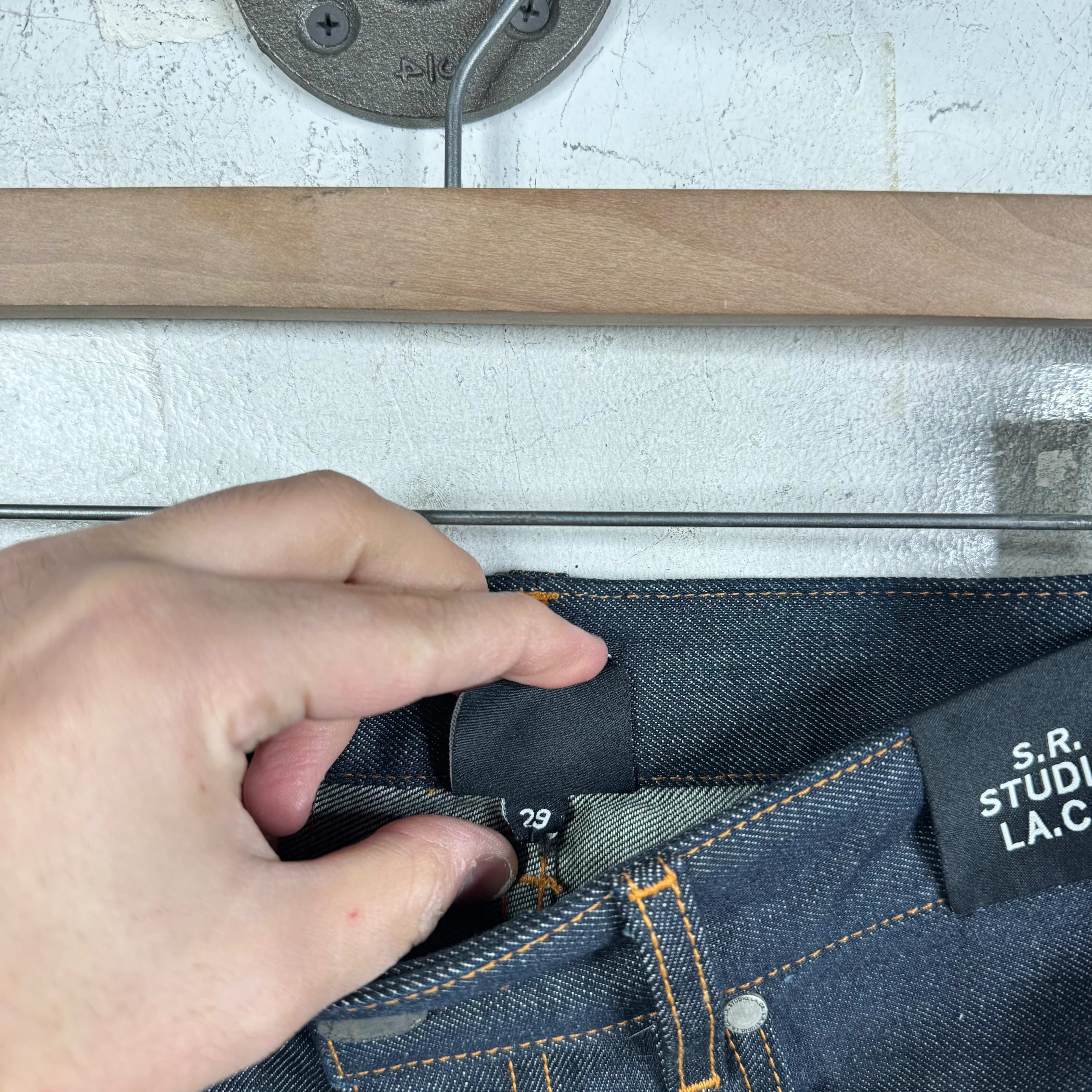 SR Studios Straight Legged Raw Denim Jeans - Image 7