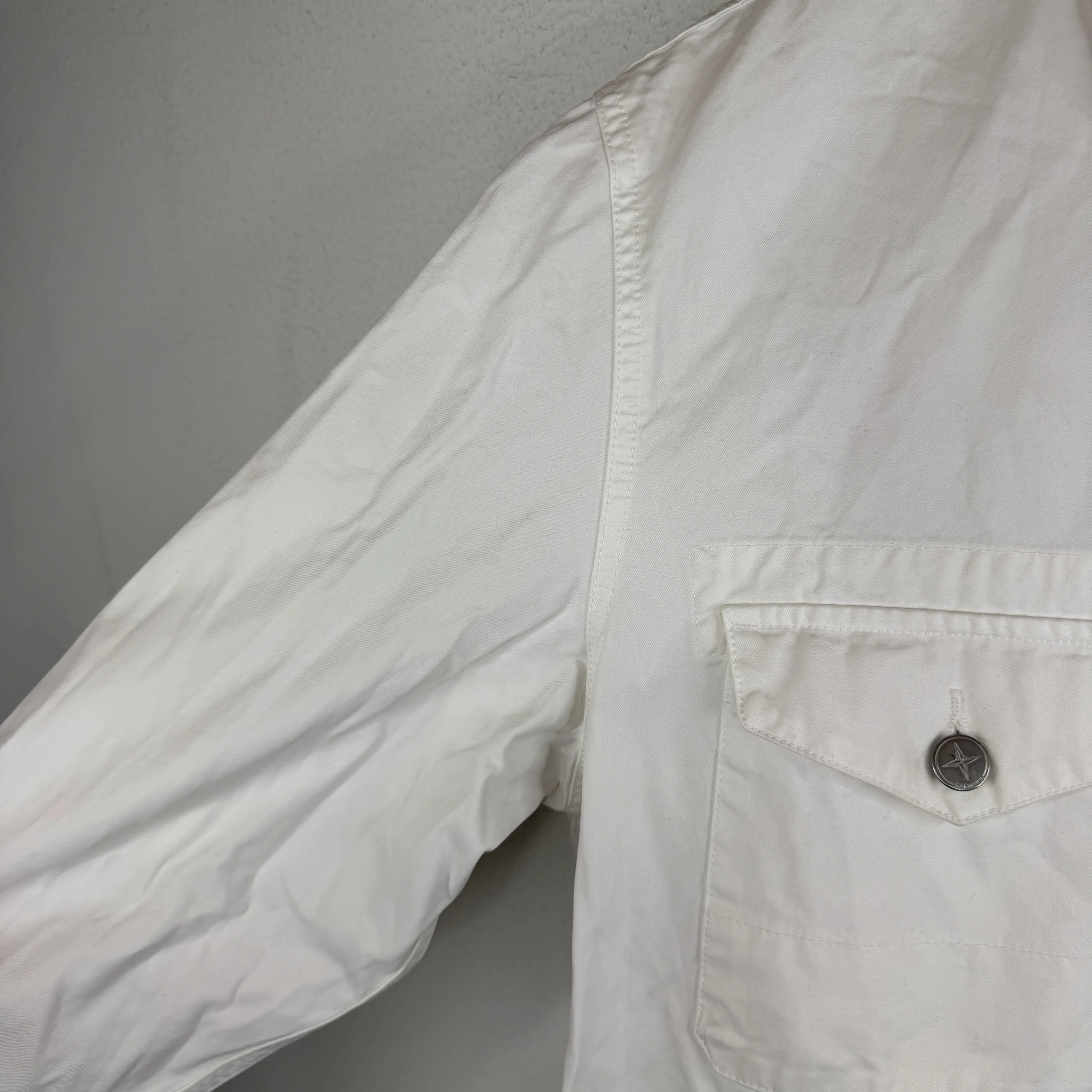 Stone Island White Button Up Jacket - Image 5