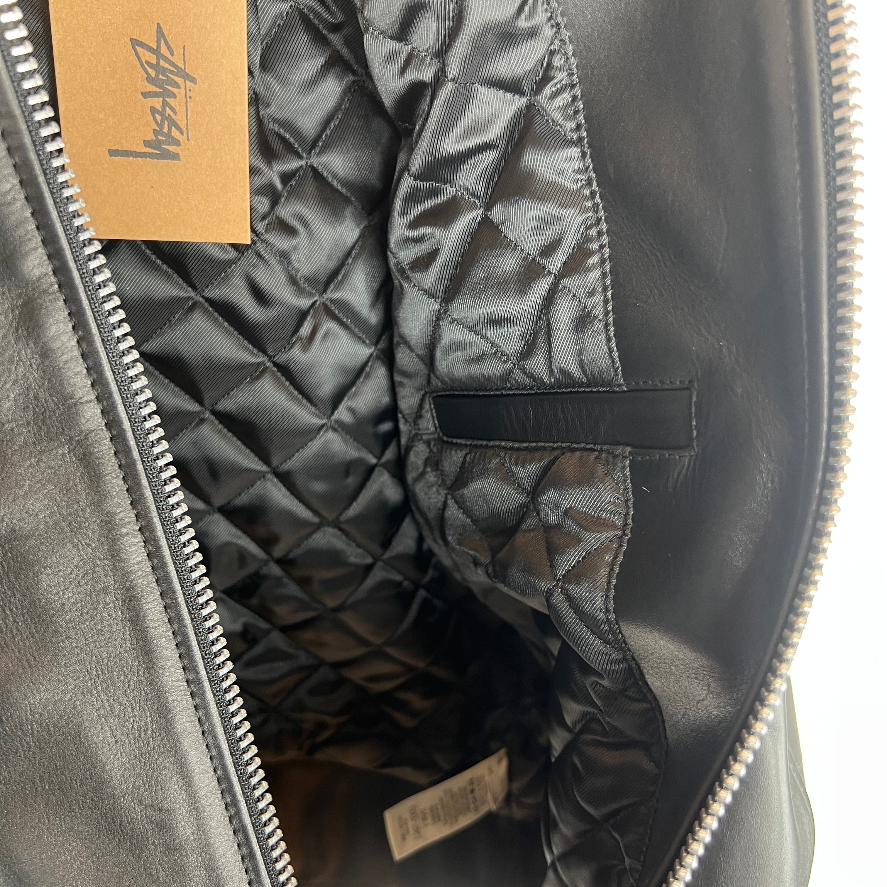 Stussy Leather S Wing Cropped Biker Jacket - Image 5