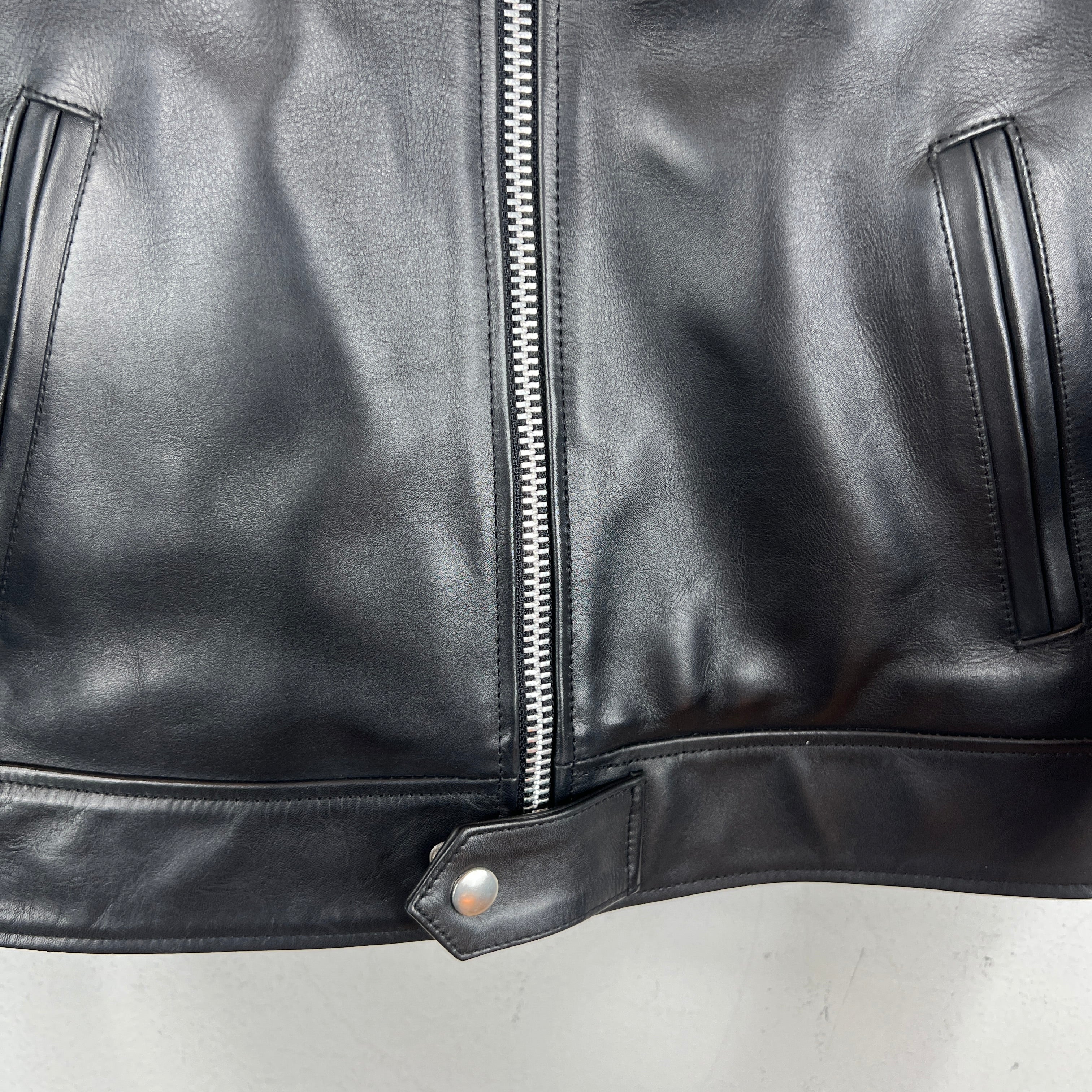 Stussy Leather S Wing Cropped Biker Jacket - Image 8