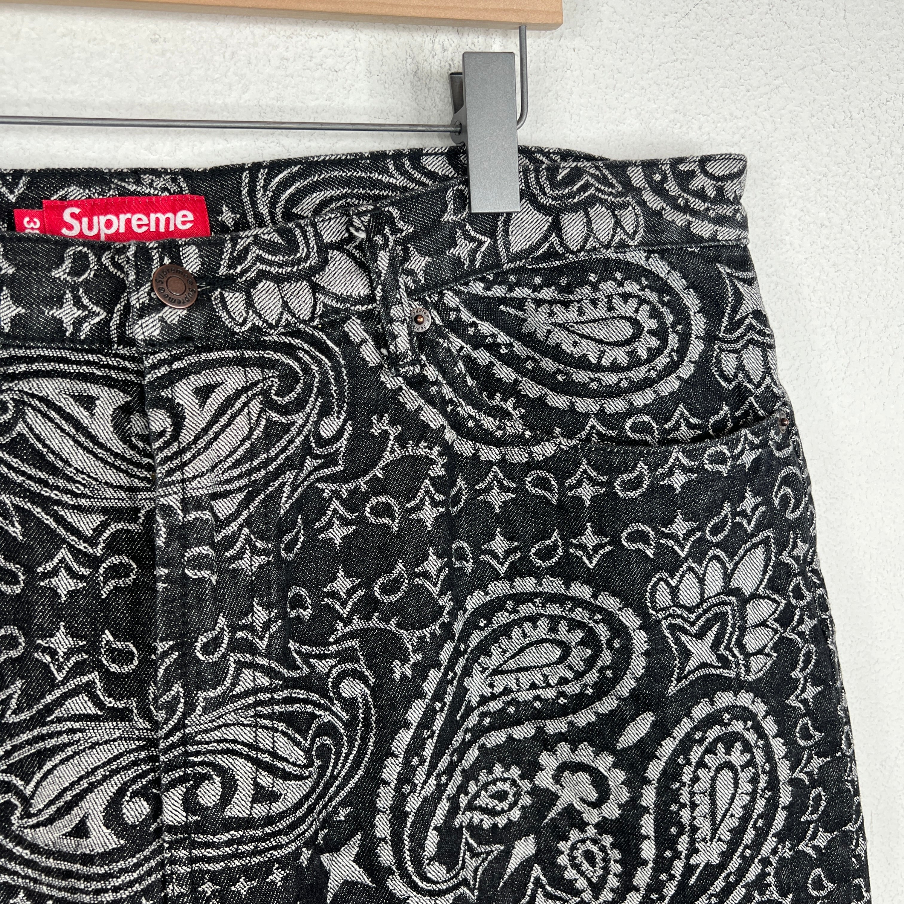 Supreme Black Paisley Jacquard Jeans - Image 5