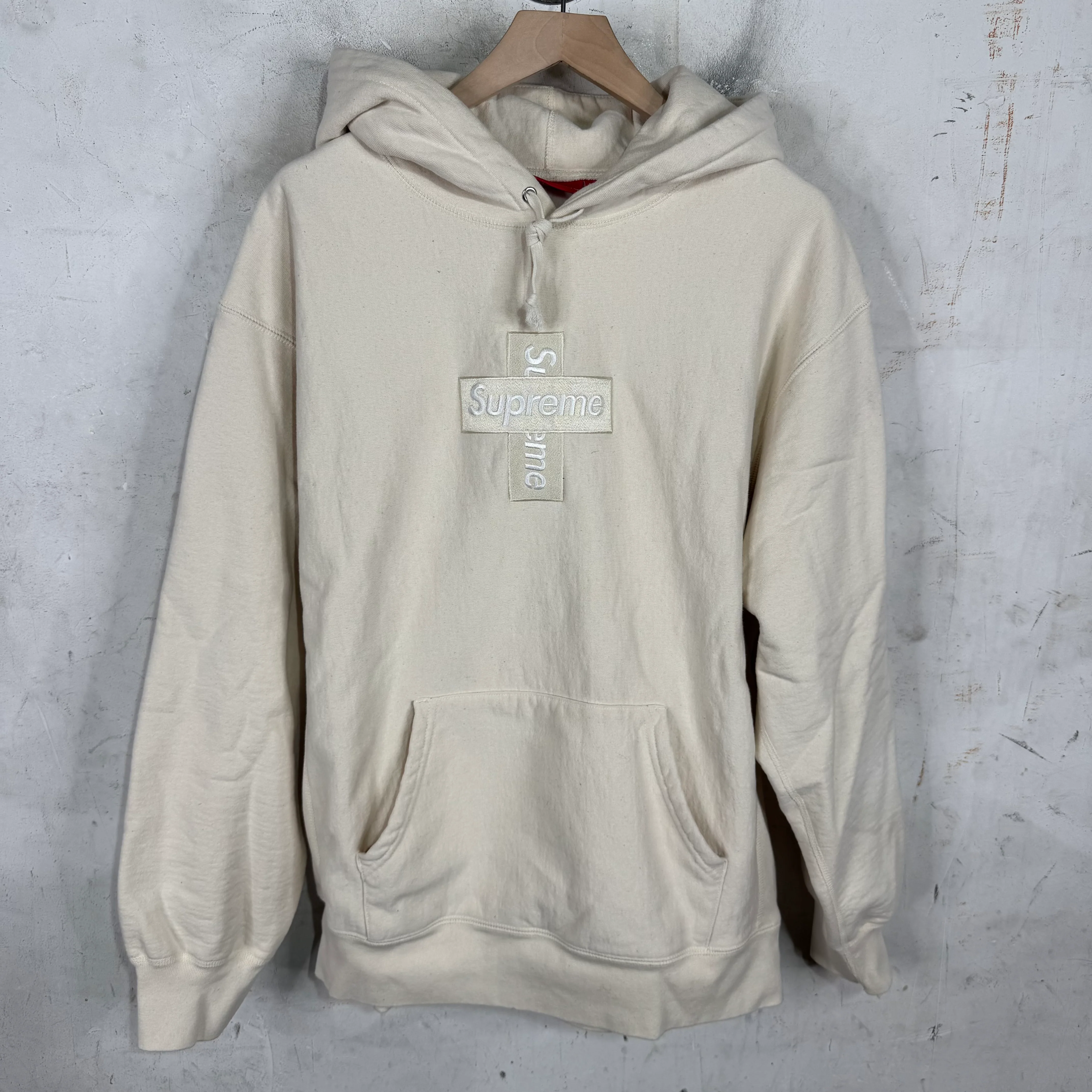 Supreme Cross Cream Box Logo Hoodie