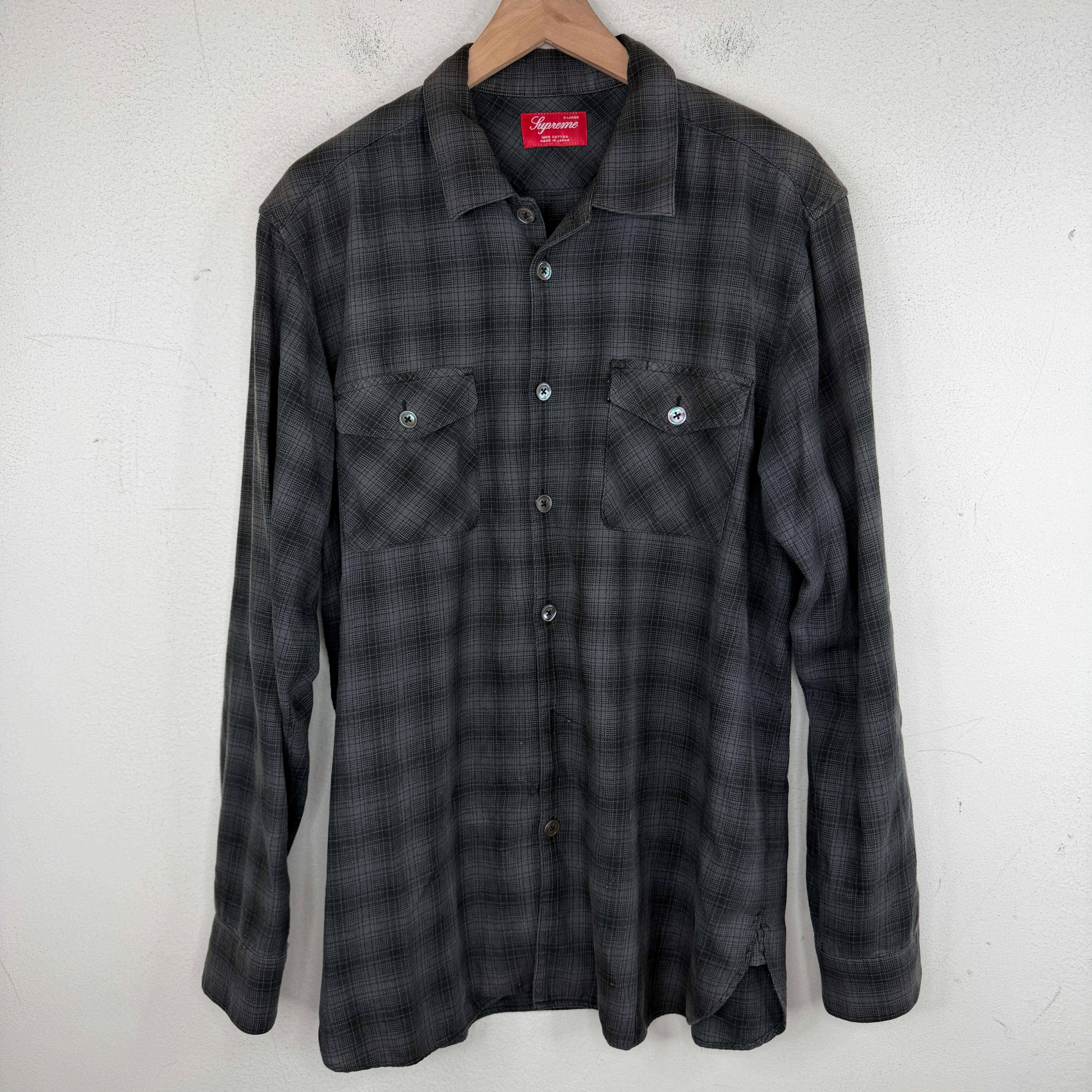 Supreme Gray/Black Button Up Flannel