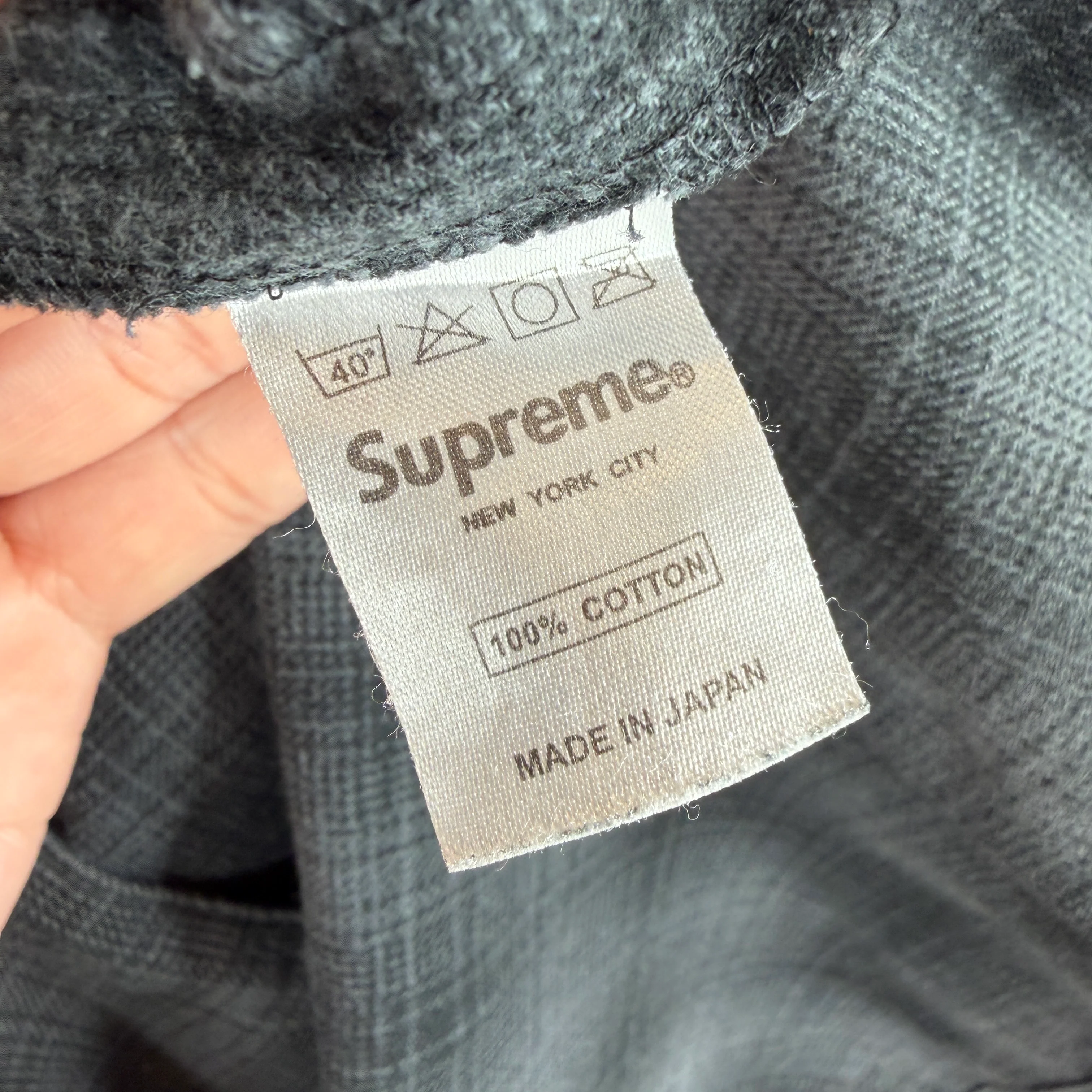 Supreme Gray/Black Button Up Flannel - Image 4