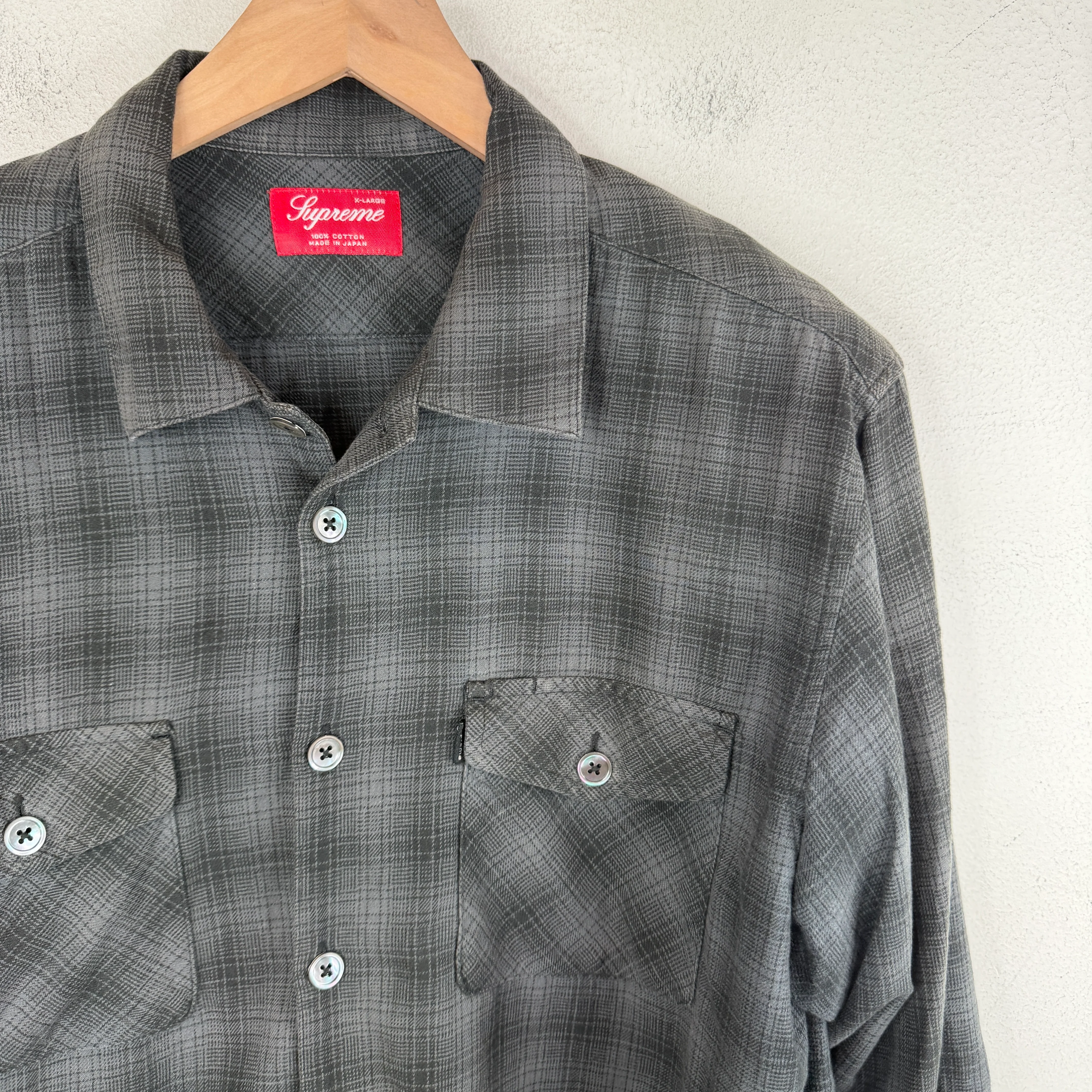 Supreme Gray/Black Button Up Flannel - Image 5